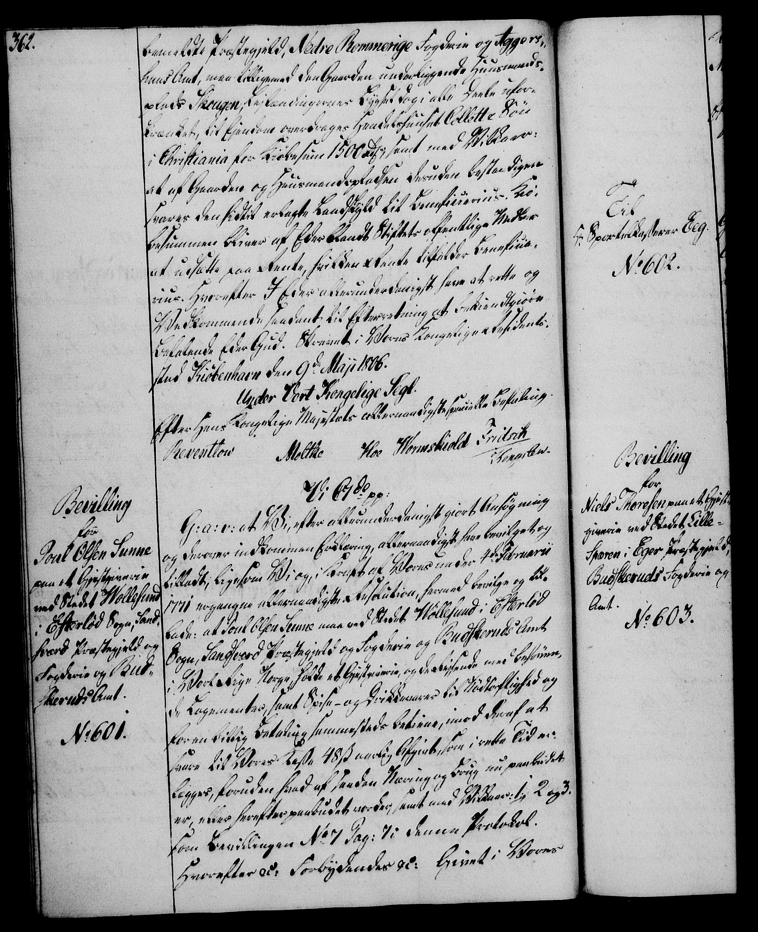 Rentekammeret, Kammerkanselliet, RA/EA-3111/G/Gg/Gga/L0018: Norsk ekspedisjonsprotokoll med register (merket RK 53.18), 1804-1806, p. 362
