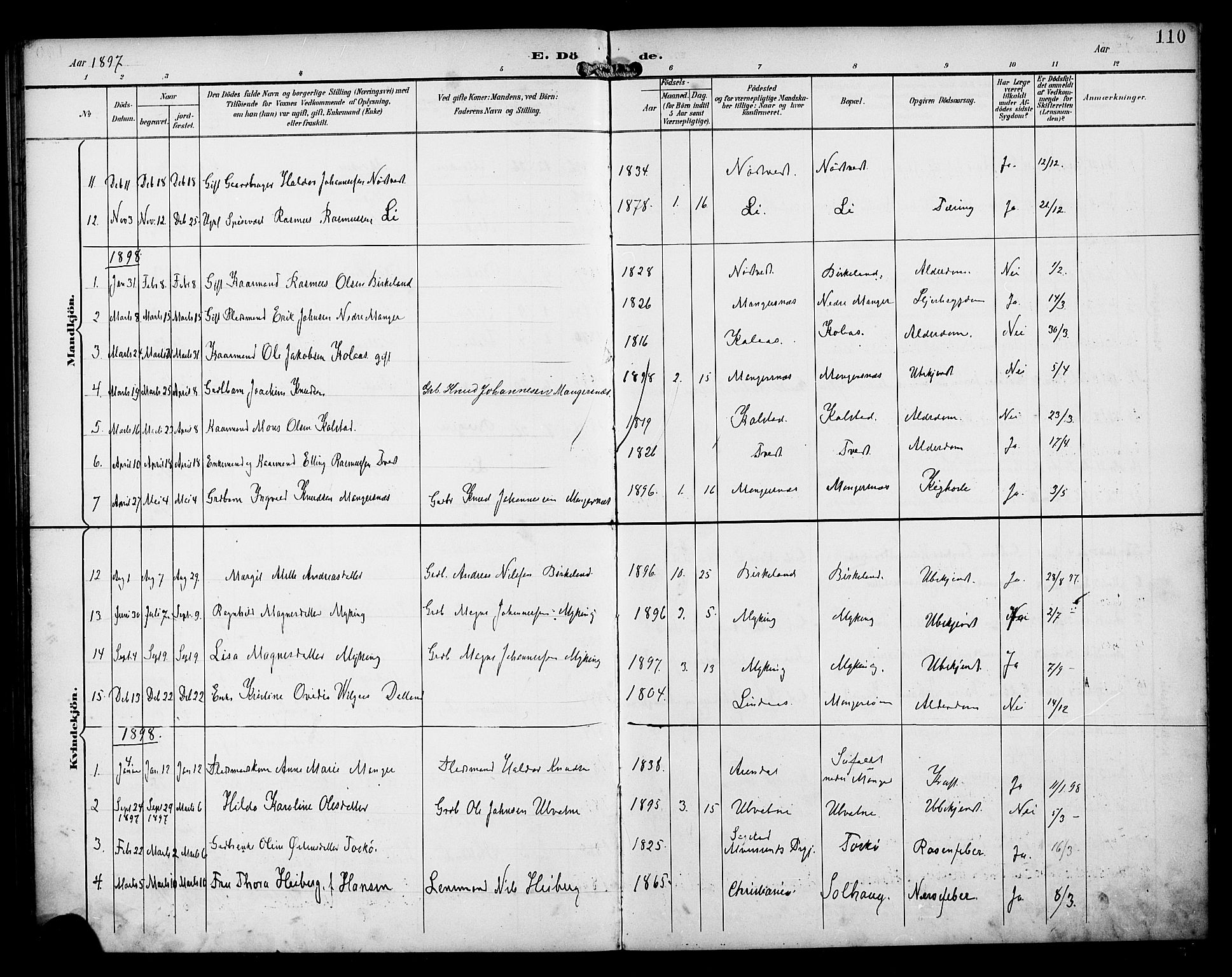 Manger sokneprestembete, AV/SAB-A-76801/H/Haa: Parish register (official) no. B 2, 1893-1906, p. 110
