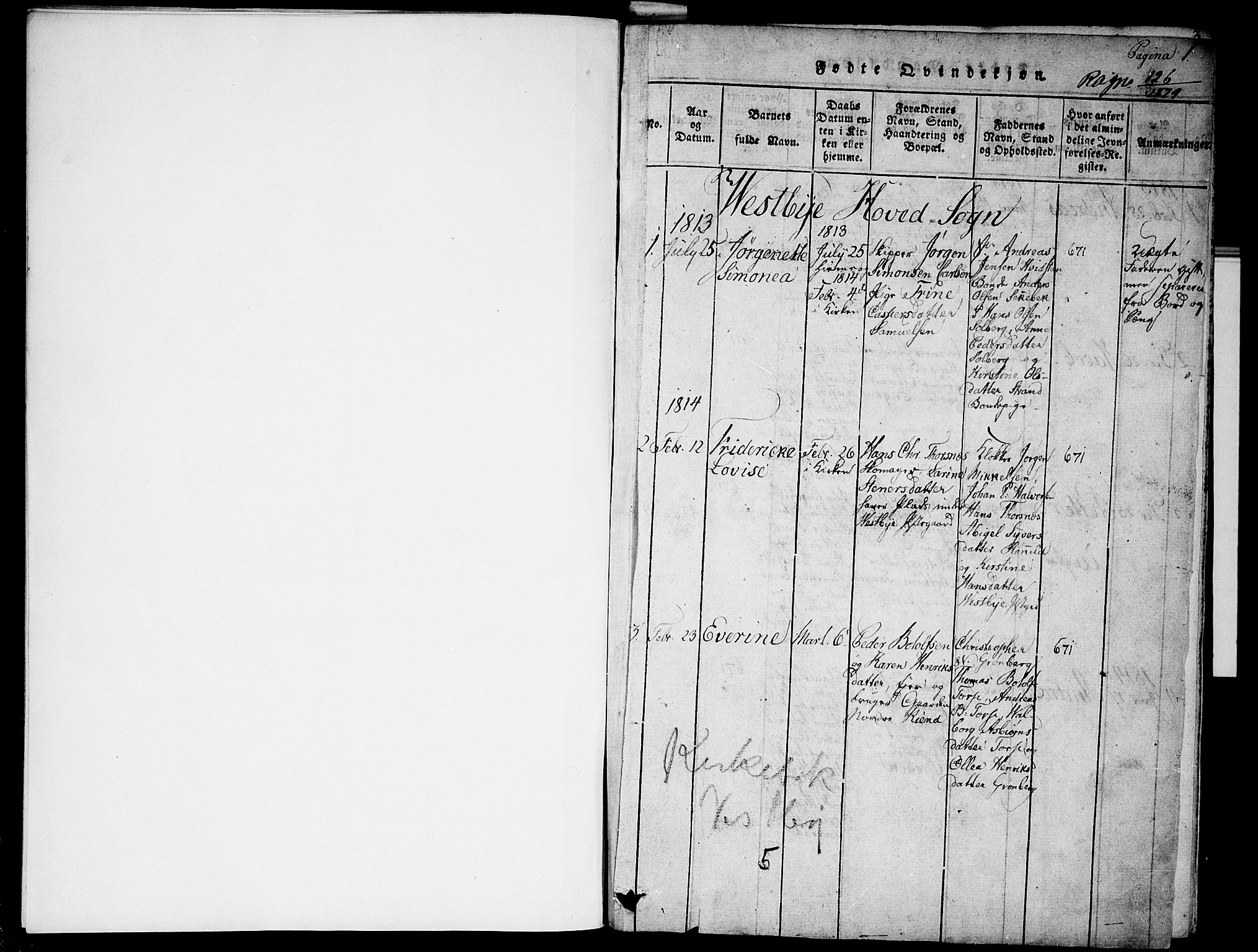 Vestby prestekontor Kirkebøker, SAO/A-10893/G/Ga/L0001: Parish register (copy) no. I 1, 1814-1827, p. 1