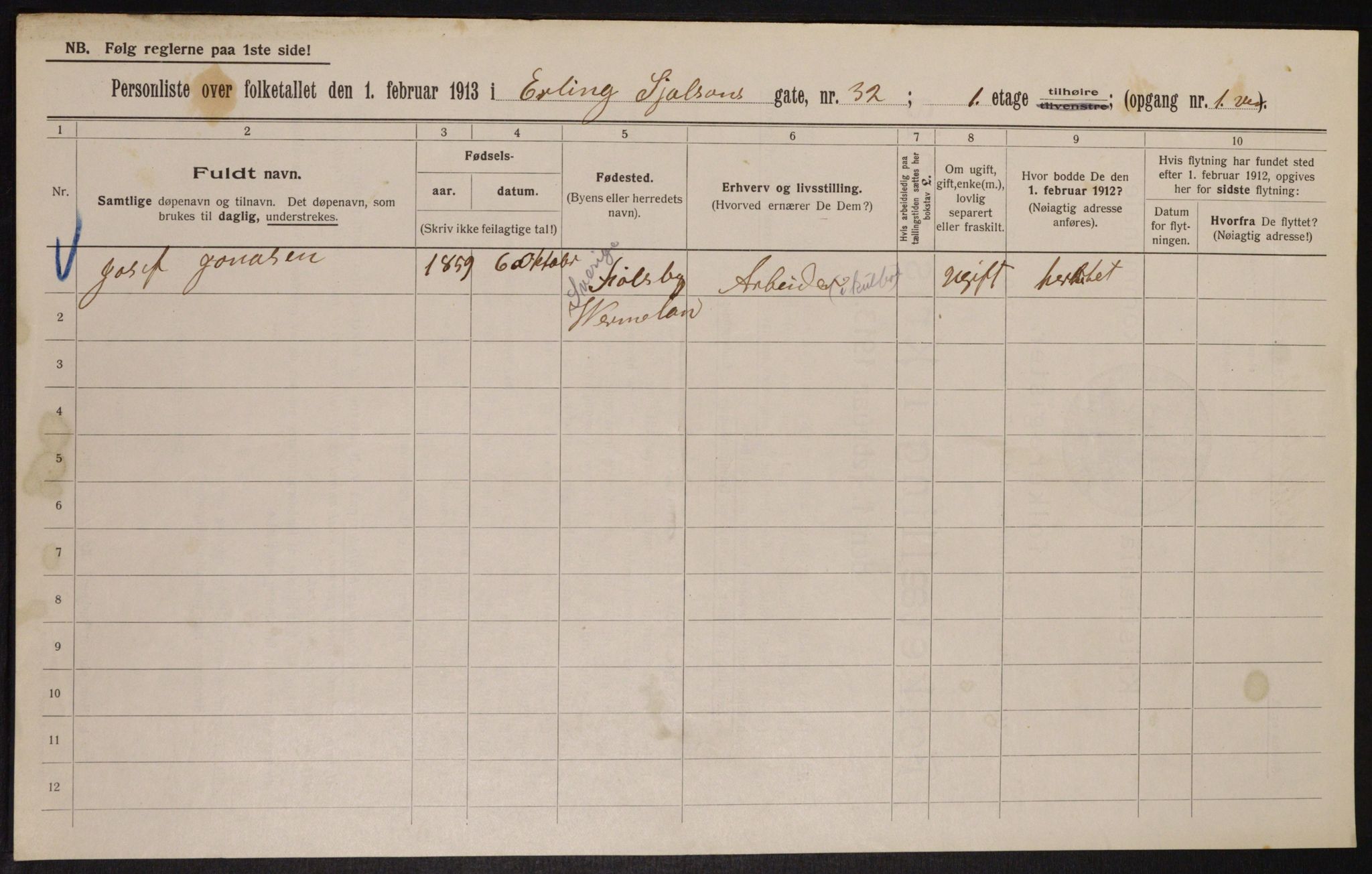 OBA, Municipal Census 1913 for Kristiania, 1913, p. 22454