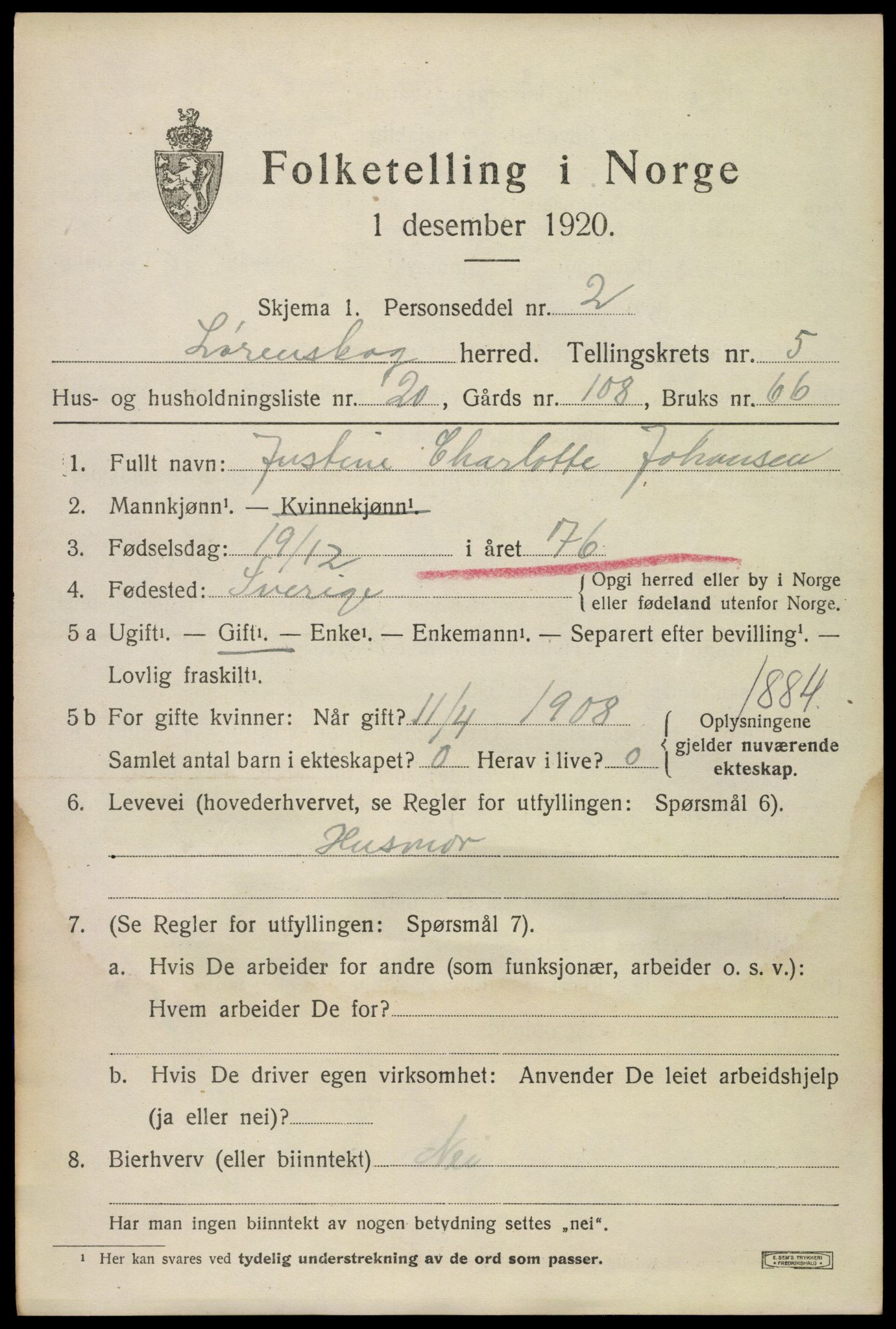 SAO, 1920 census for Lørenskog, 1920, p. 4529