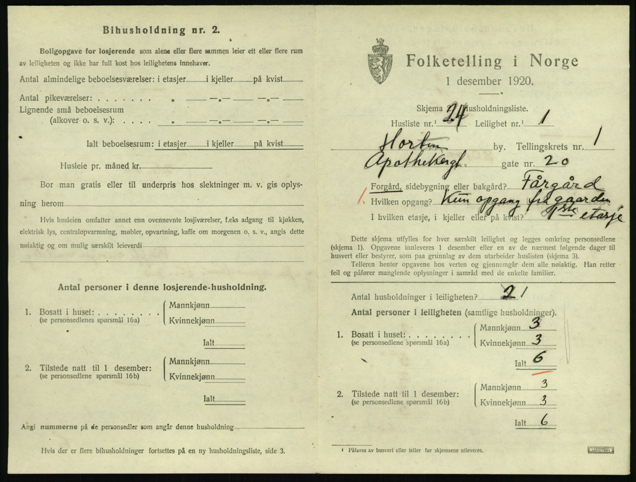 SAKO, 1920 census for Horten, 1920, p. 3001