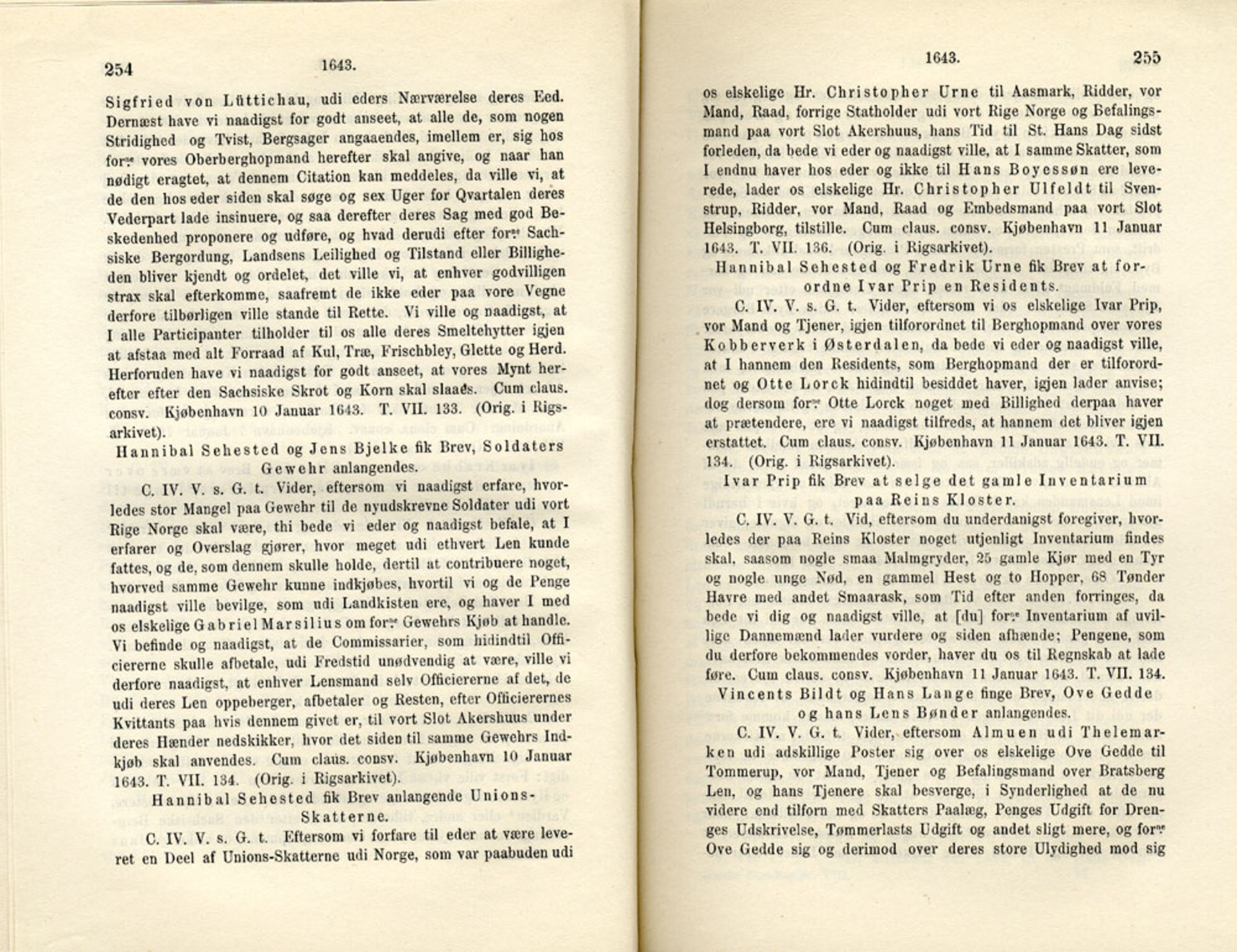 Publikasjoner utgitt av Det Norske Historiske Kildeskriftfond, PUBL/-/-/-: Norske Rigs-Registranter, bind 8, 1641-1648, p. 254-255