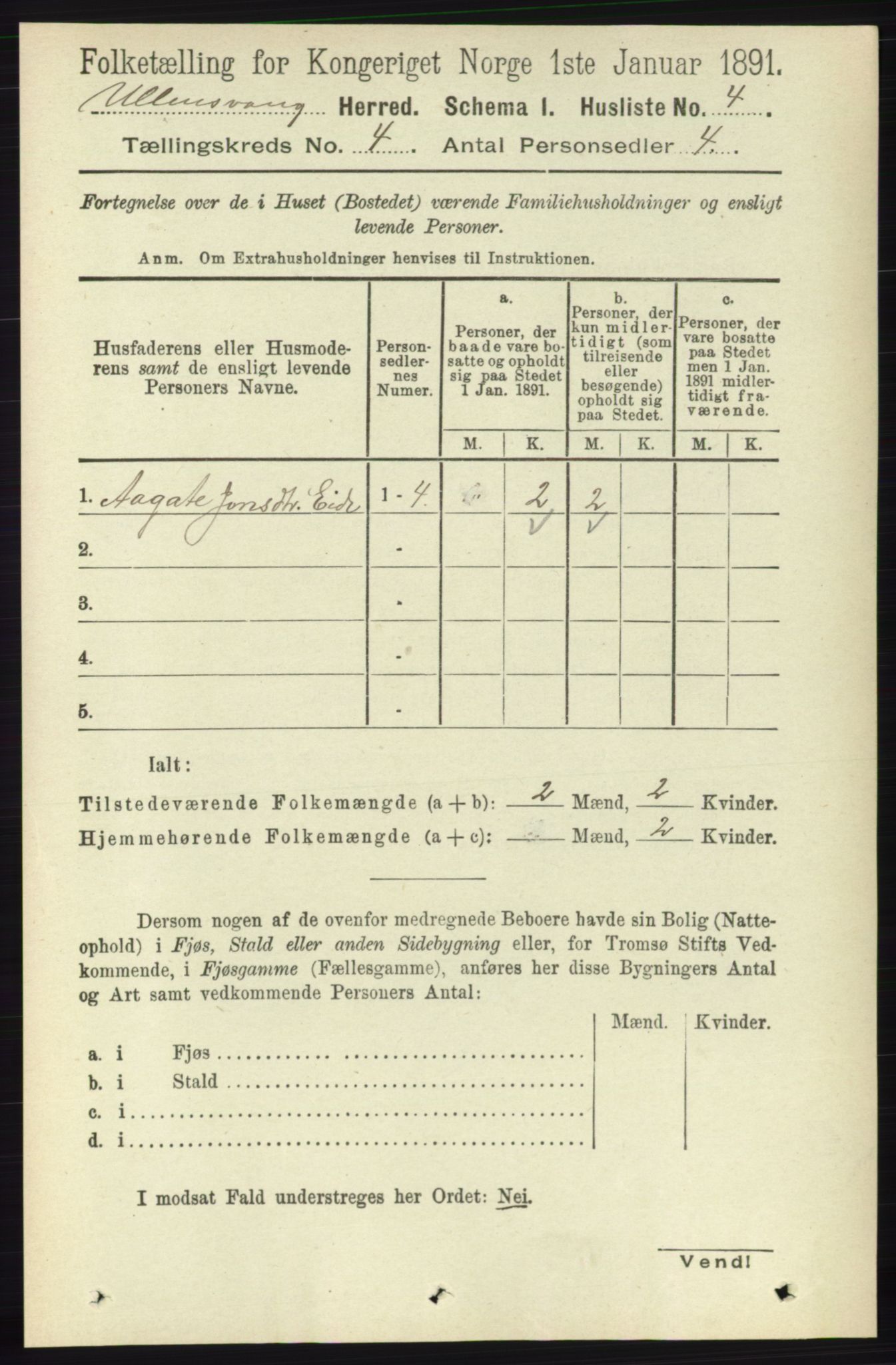 RA, 1891 census for 1230 Ullensvang, 1891, p. 861