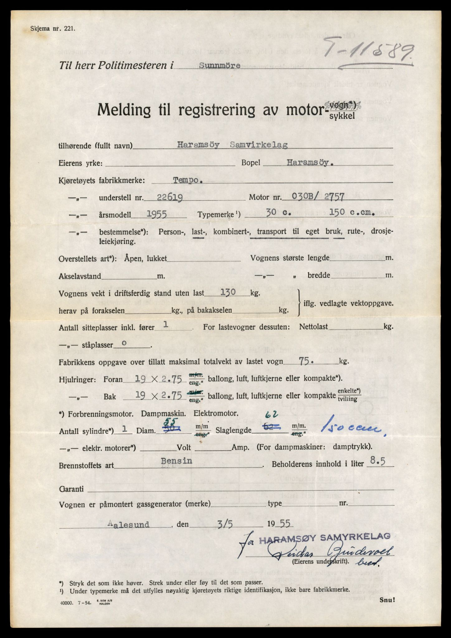 Møre og Romsdal vegkontor - Ålesund trafikkstasjon, AV/SAT-A-4099/F/Fe/L0029: Registreringskort for kjøretøy T 11430 - T 11619, 1927-1998, p. 2549