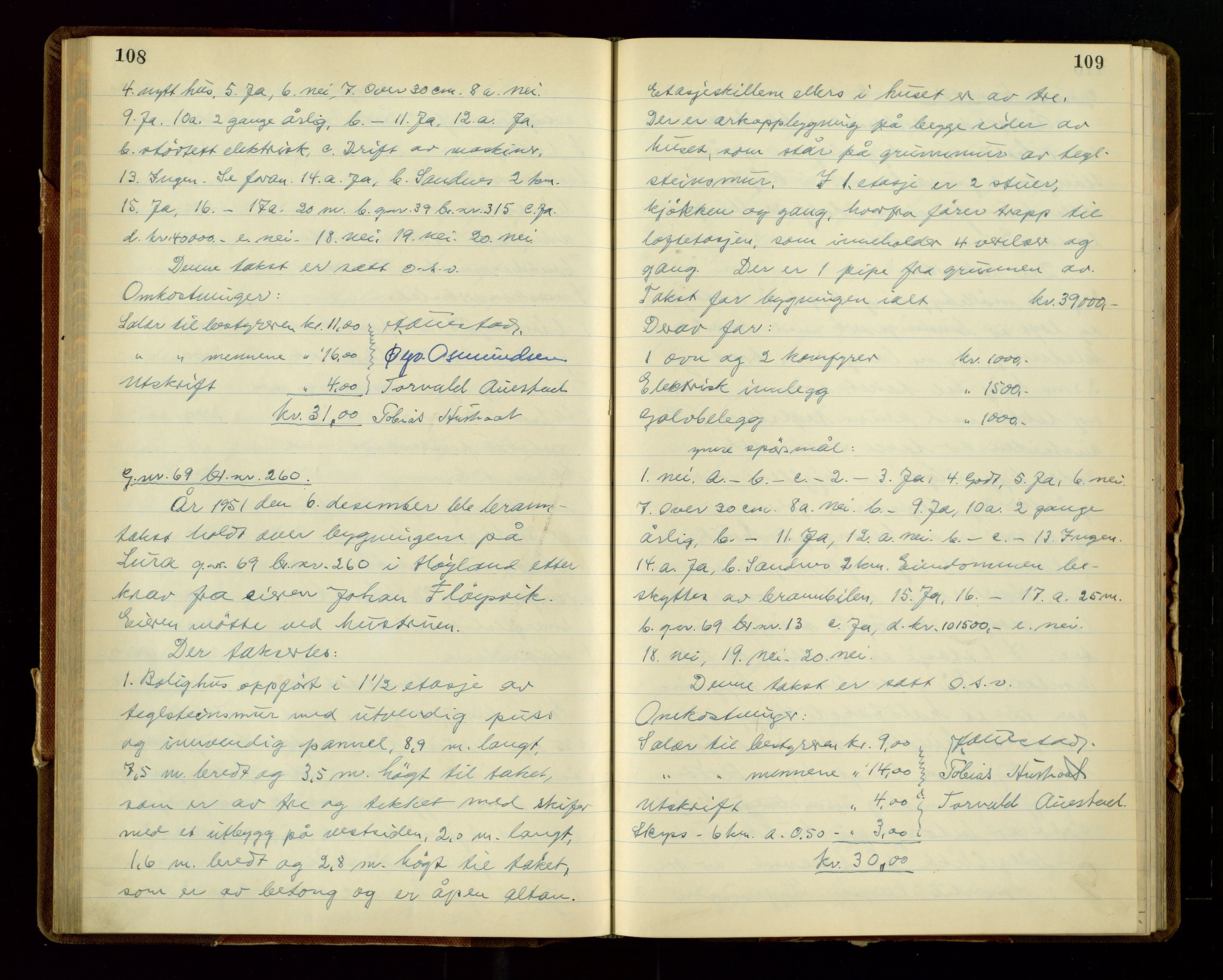 Høyland/Sandnes lensmannskontor, AV/SAST-A-100166/Goa/L0013: "Branntakstprotokoll", 1951-1952, p. 108-109