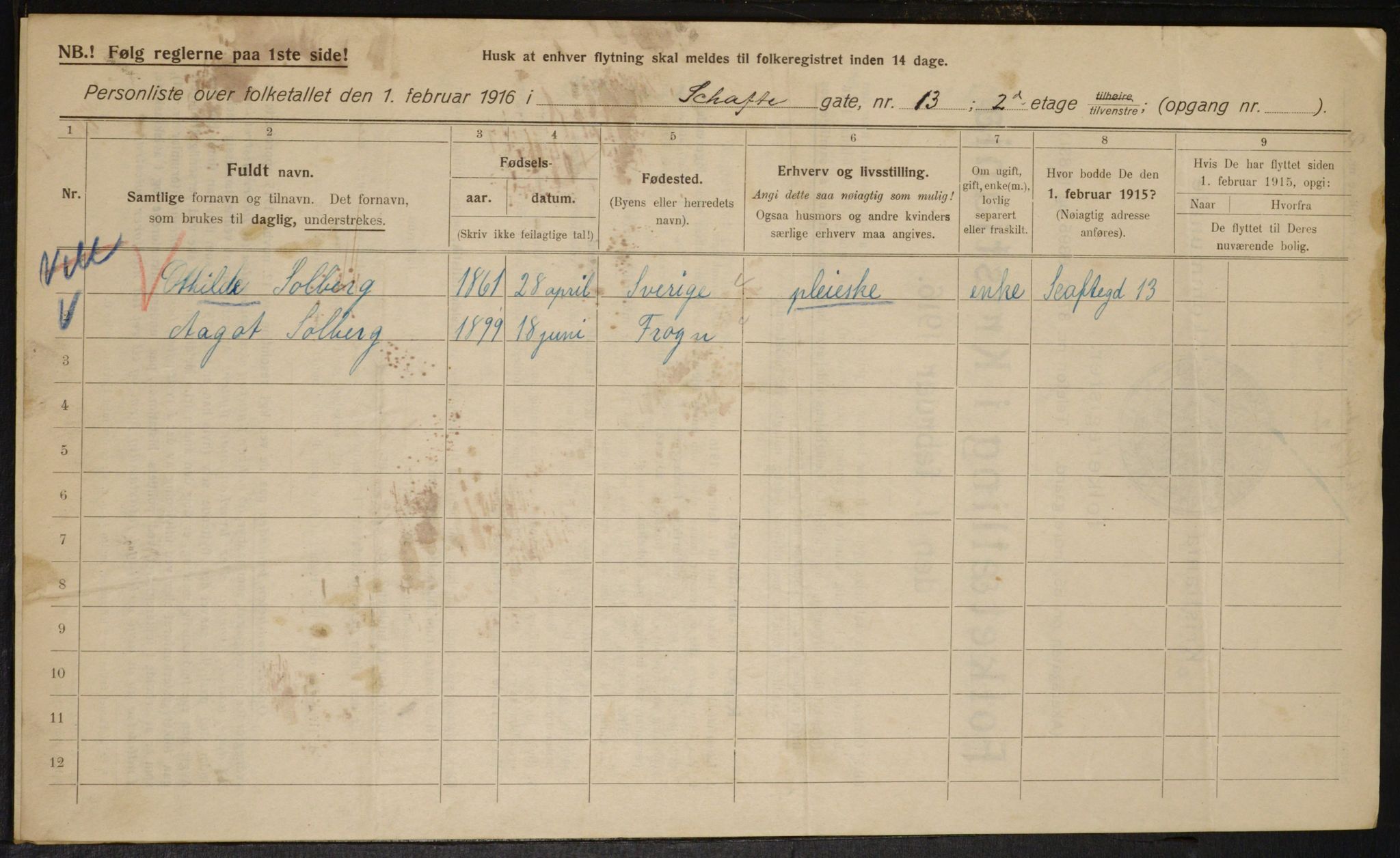 OBA, Municipal Census 1916 for Kristiania, 1916, p. 91622