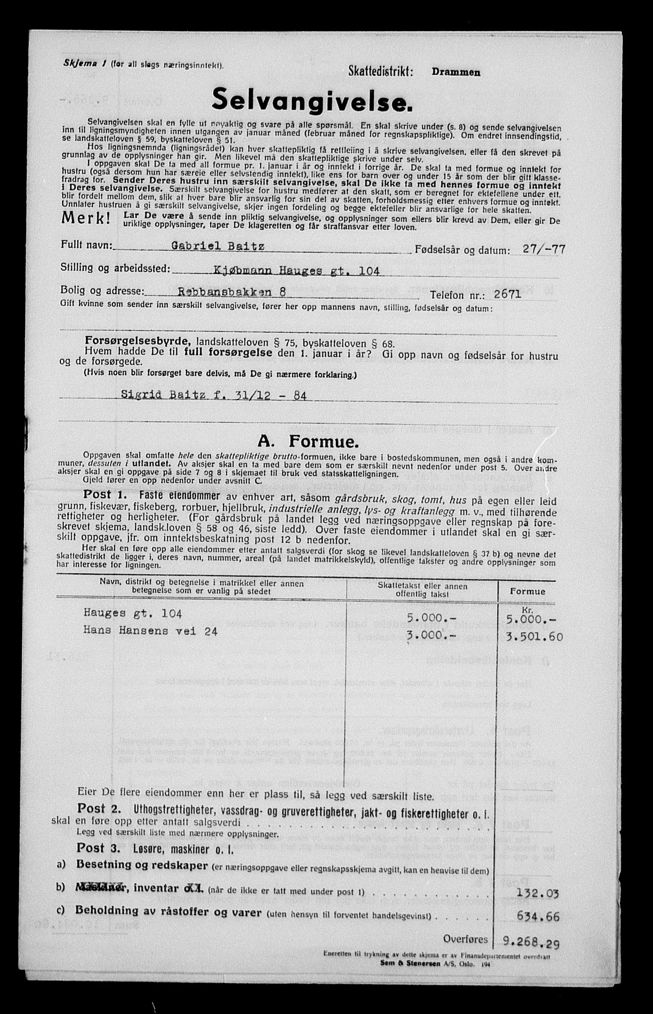 Justisdepartementet, Tilbakeføringskontoret for inndratte formuer, AV/RA-S-1564/H/Hc/Hcd/L0989: --, 1945-1947, p. 291