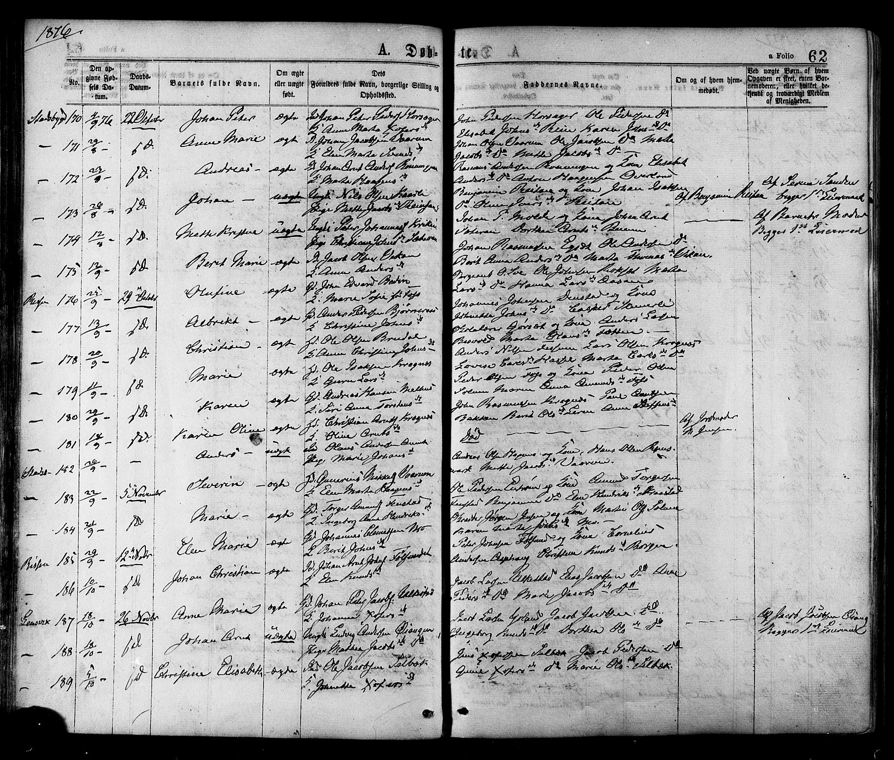 Ministerialprotokoller, klokkerbøker og fødselsregistre - Sør-Trøndelag, SAT/A-1456/646/L0613: Parish register (official) no. 646A11, 1870-1884, p. 62