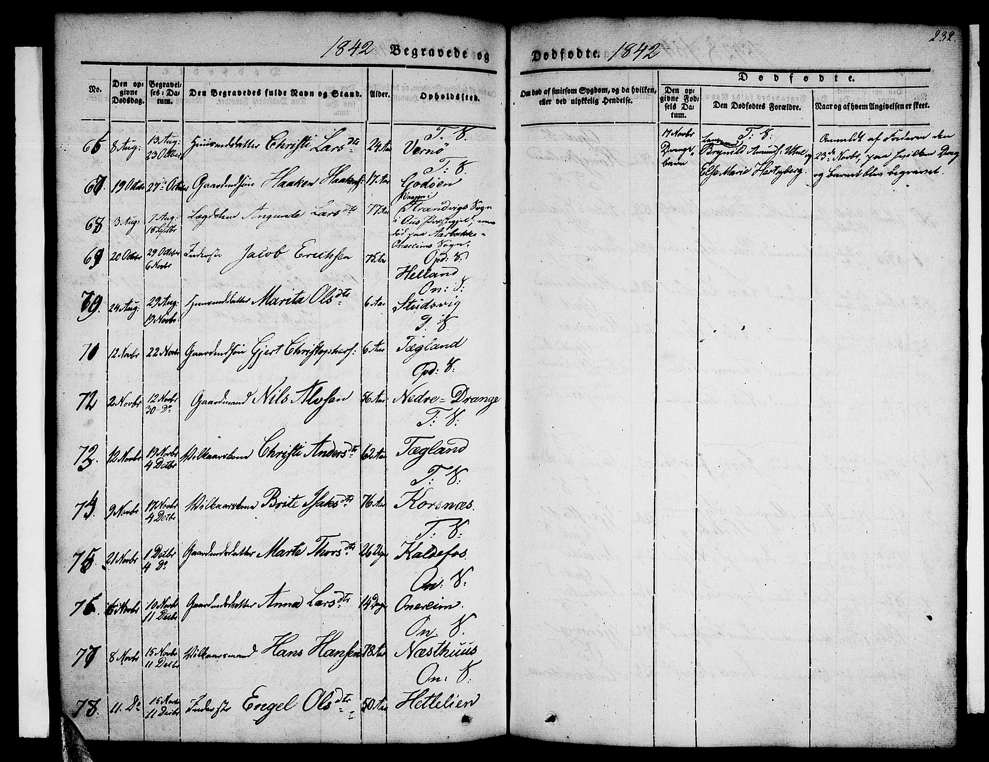 Tysnes sokneprestembete, AV/SAB-A-78601/H/Haa: Parish register (official) no. A 9, 1837-1848, p. 232