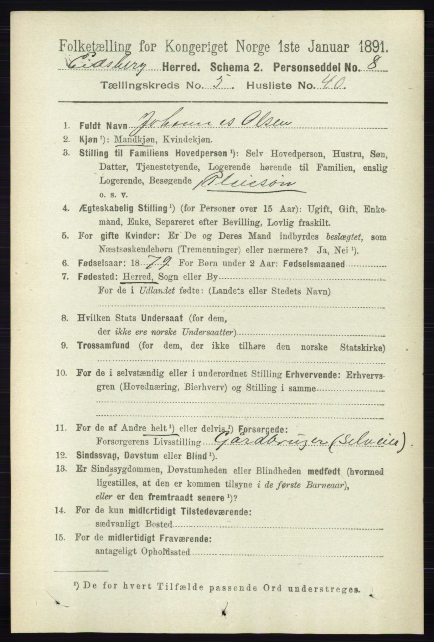 RA, 1891 census for 0125 Eidsberg, 1891, p. 3229