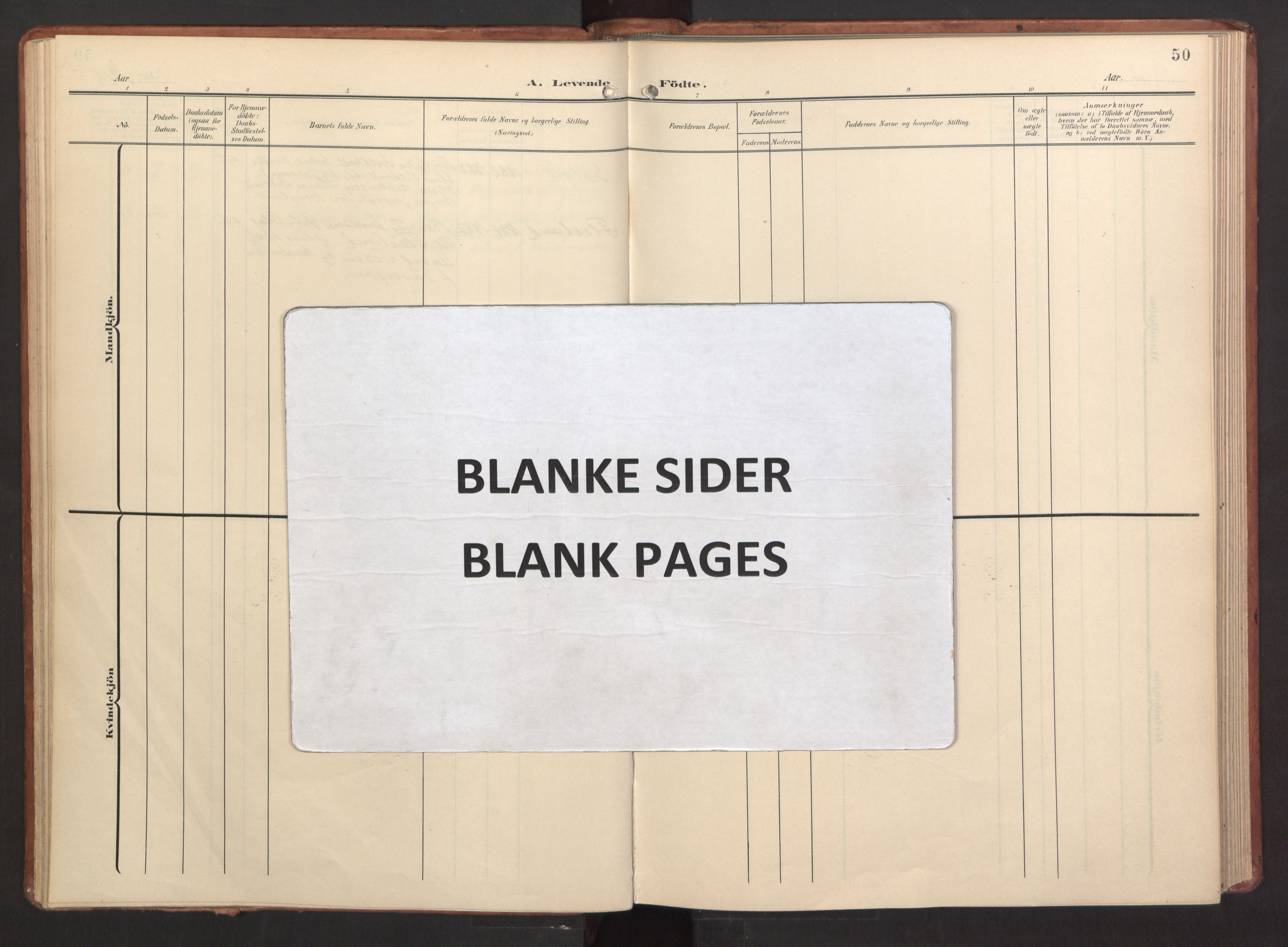 Fana Sokneprestembete, AV/SAB-A-75101/H/Haa/Haab/L0004: Parish register (official) no. B 4, 1908-1915, p. 50