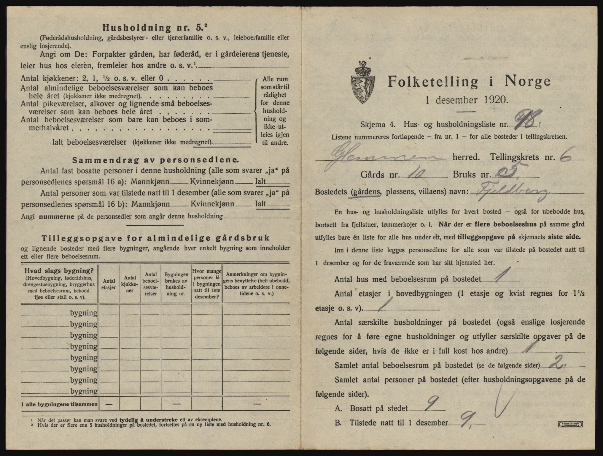 SAO, 1920 census for Glemmen, 1920, p. 2695
