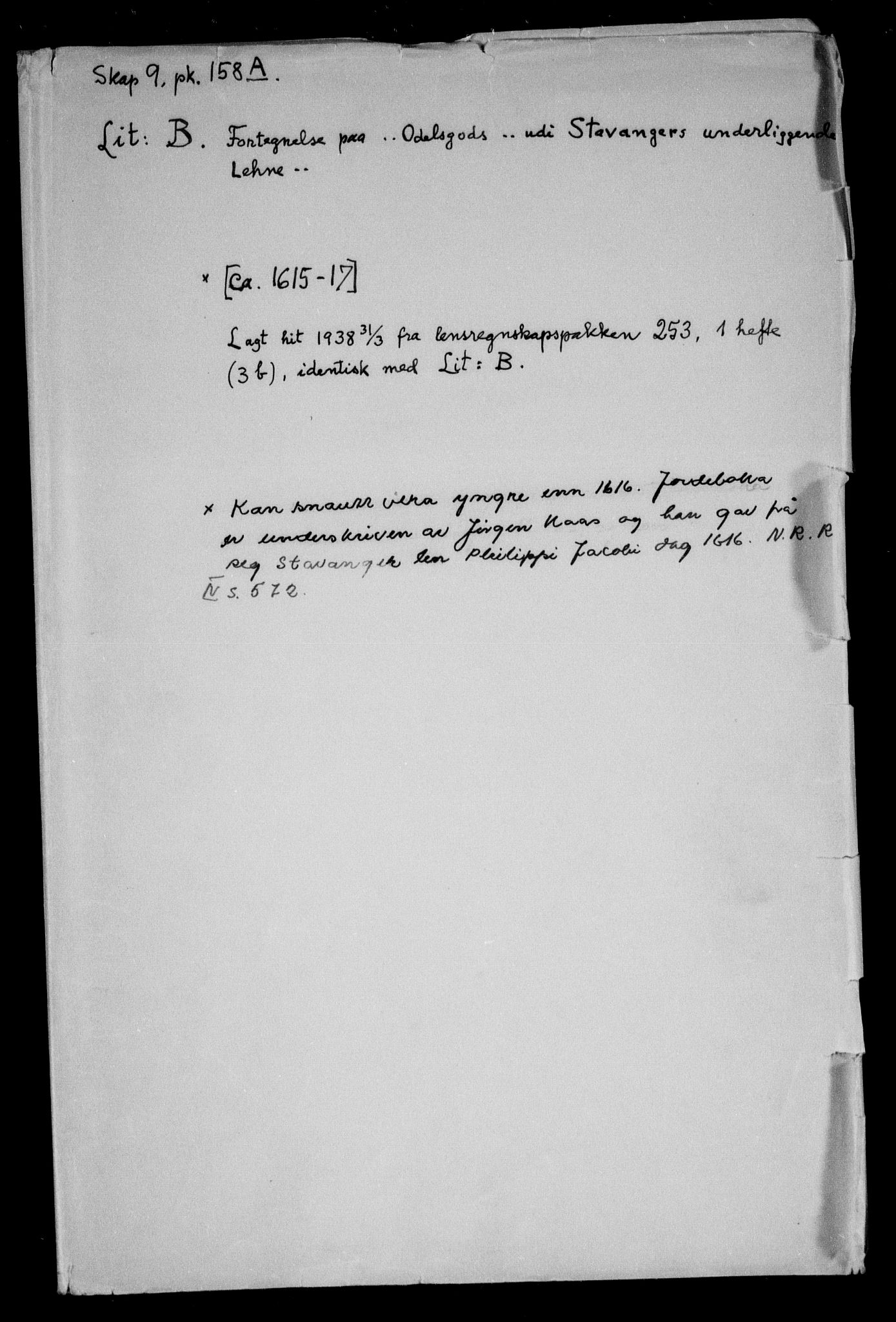 Danske Kanselli, Skapsaker, RA/EA-4061/F/L0029: Skap 9, pakke 156-161, 1615-1669, p. 367