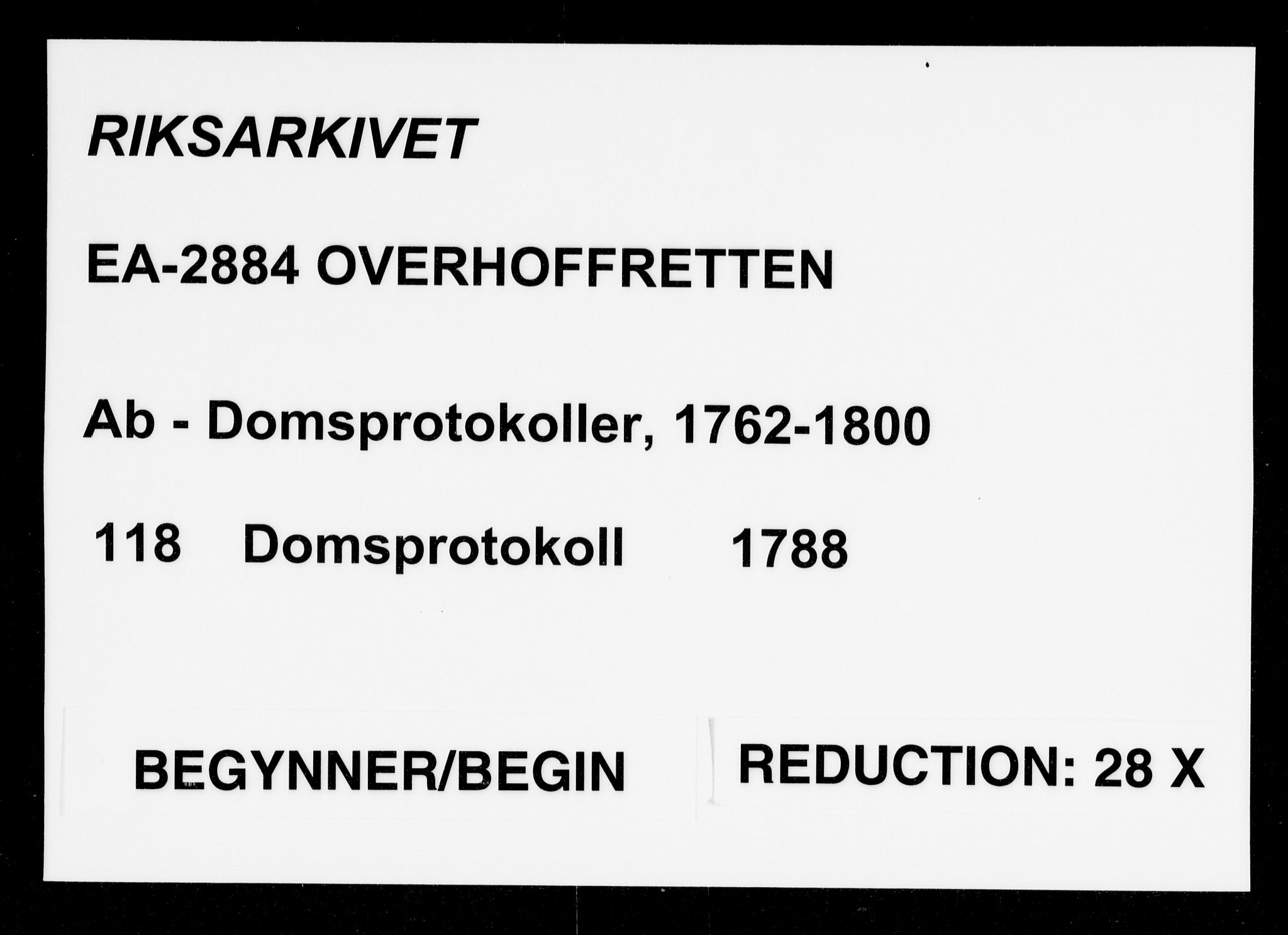 Overhoffretten 1667-1797, AV/RA-EA-2884/Ab/L0118: Domsprotokoll, 1788