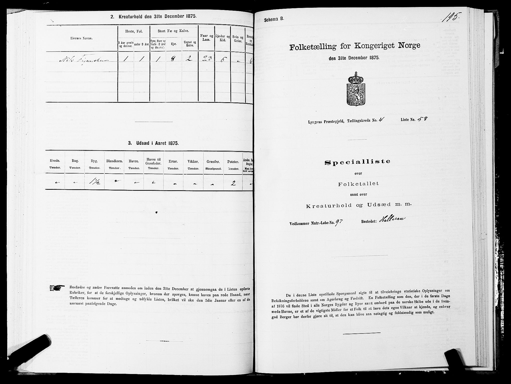 SATØ, 1875 census for 1938P Lyngen, 1875, p. 4115