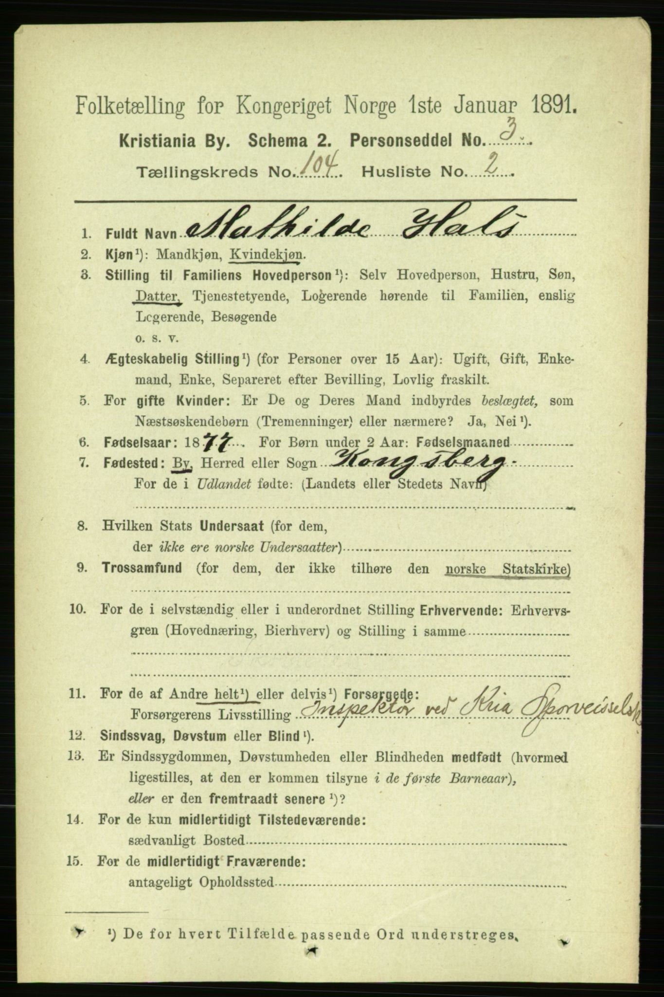 RA, 1891 census for 0301 Kristiania, 1891, p. 52284