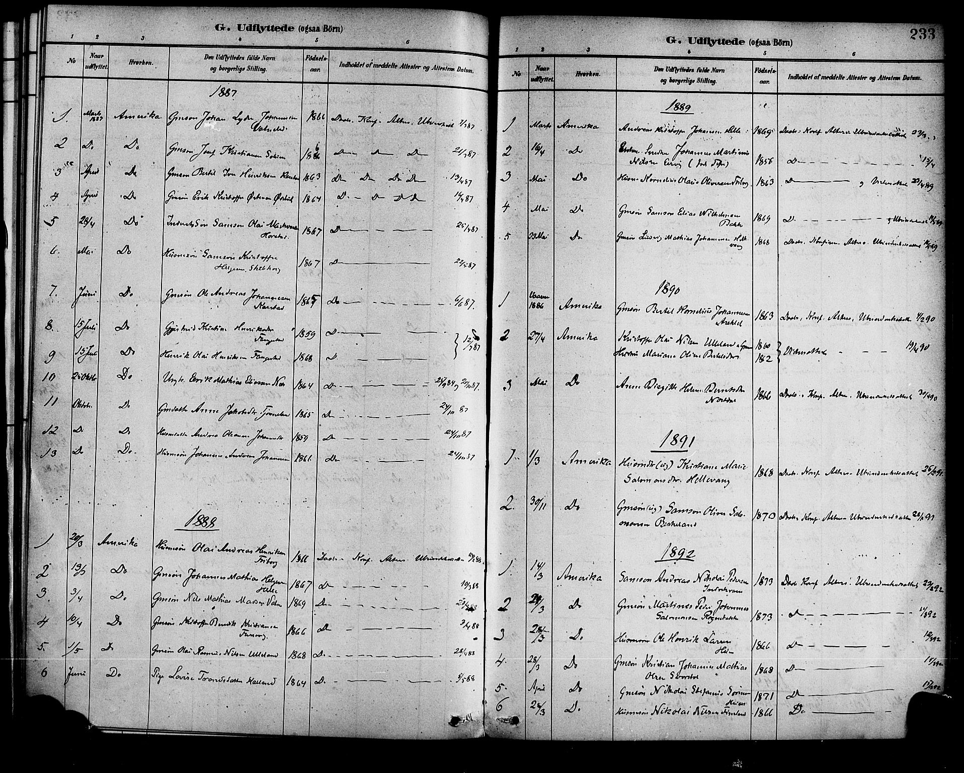 Førde sokneprestembete, SAB/A-79901/H/Haa/Haad/L0001: Parish register (official) no. D 1, 1881-1898, p. 233