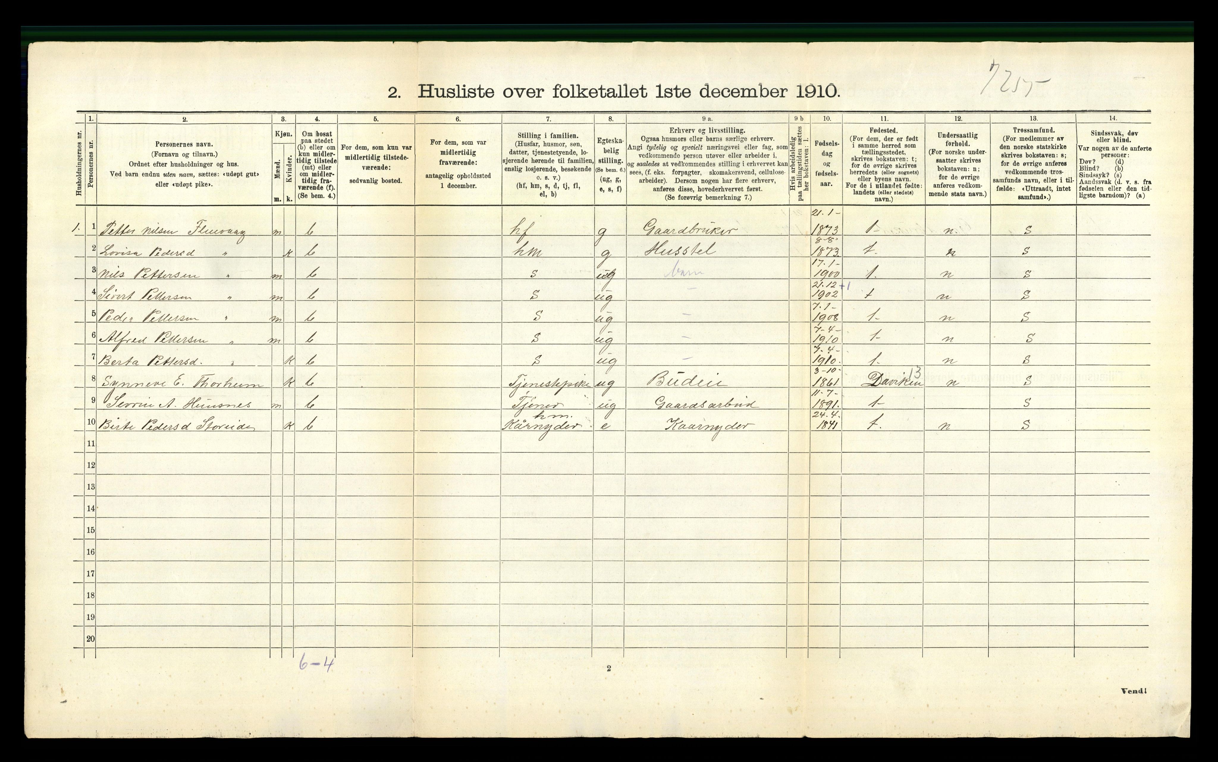 RA, 1910 census for Vanylven, 1910, p. 74