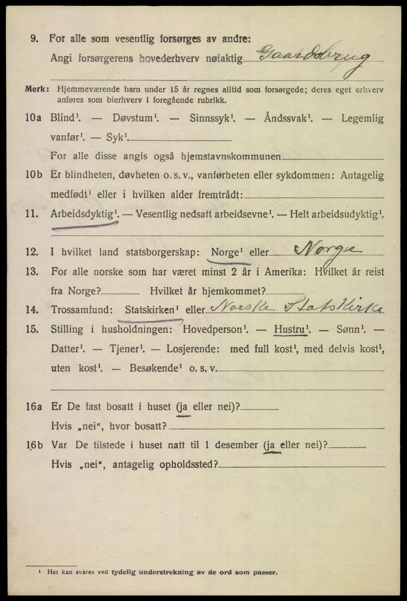 SAK, 1920 census for Oddernes, 1920, p. 6046