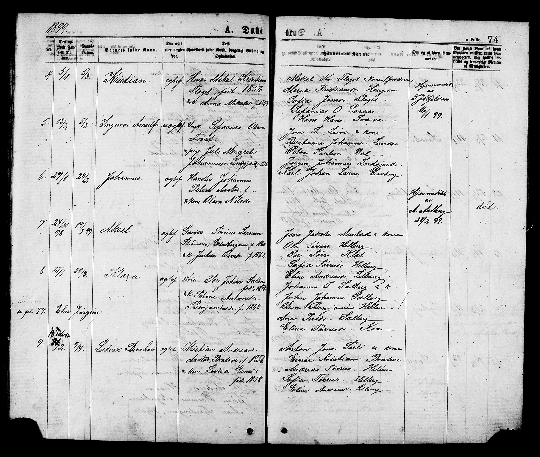 Ministerialprotokoller, klokkerbøker og fødselsregistre - Nord-Trøndelag, SAT/A-1458/731/L0311: Parish register (copy) no. 731C02, 1875-1911, p. 74