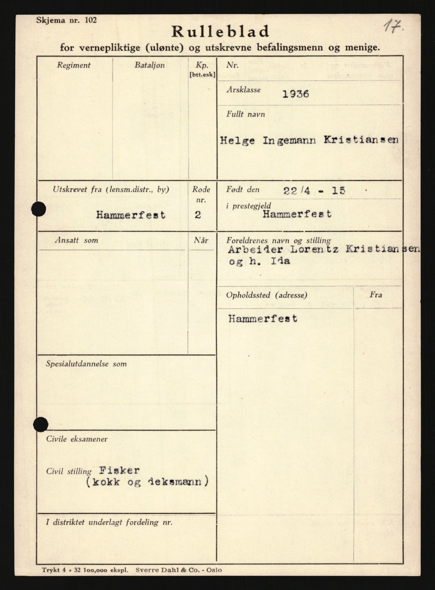 Forsvaret, Troms infanteriregiment nr. 16, AV/RA-RAFA-3146/P/Pa/L0020: Rulleblad for regimentets menige mannskaper, årsklasse 1936, 1936, p. 709