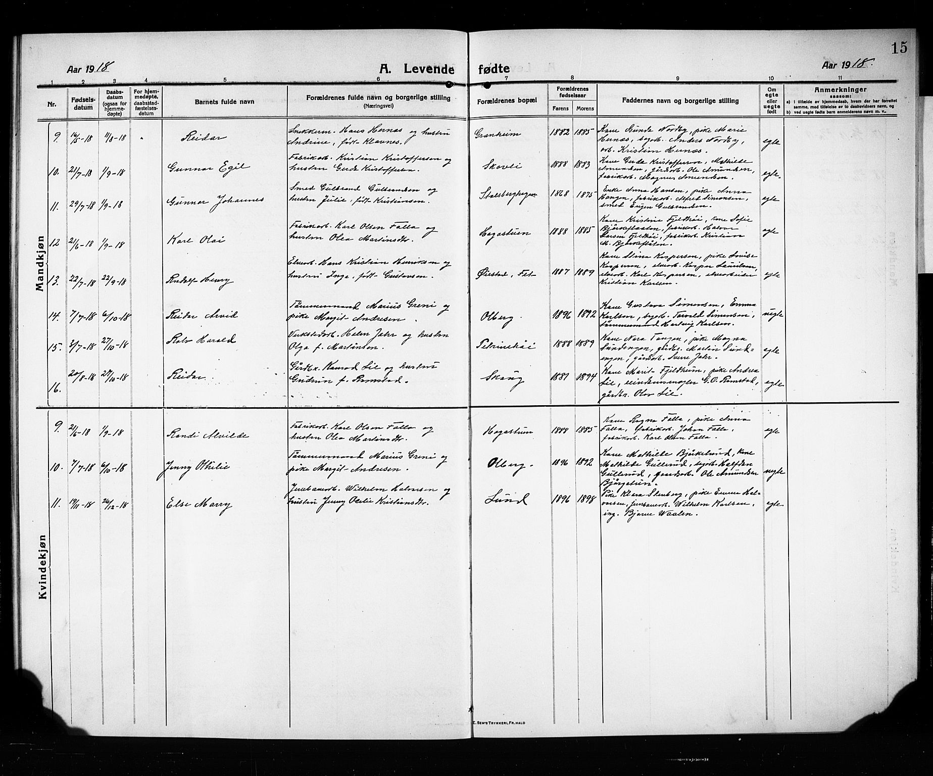 Fet prestekontor Kirkebøker, AV/SAO-A-10370a/G/Gb/L0006: Parish register (copy) no. II 6, 1914-1925, p. 15