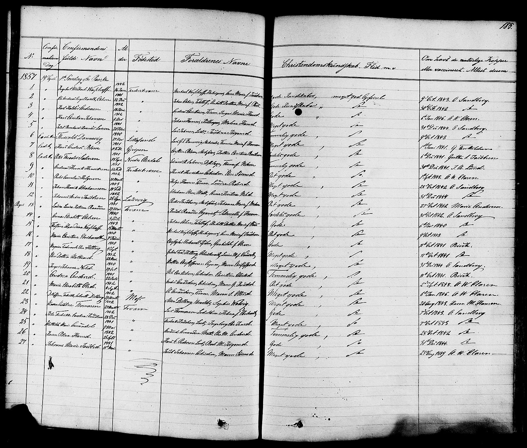 Stavern kirkebøker, AV/SAKO-A-318/F/Fa/L0007: Parish register (official) no. 7, 1840-1877, p. 185