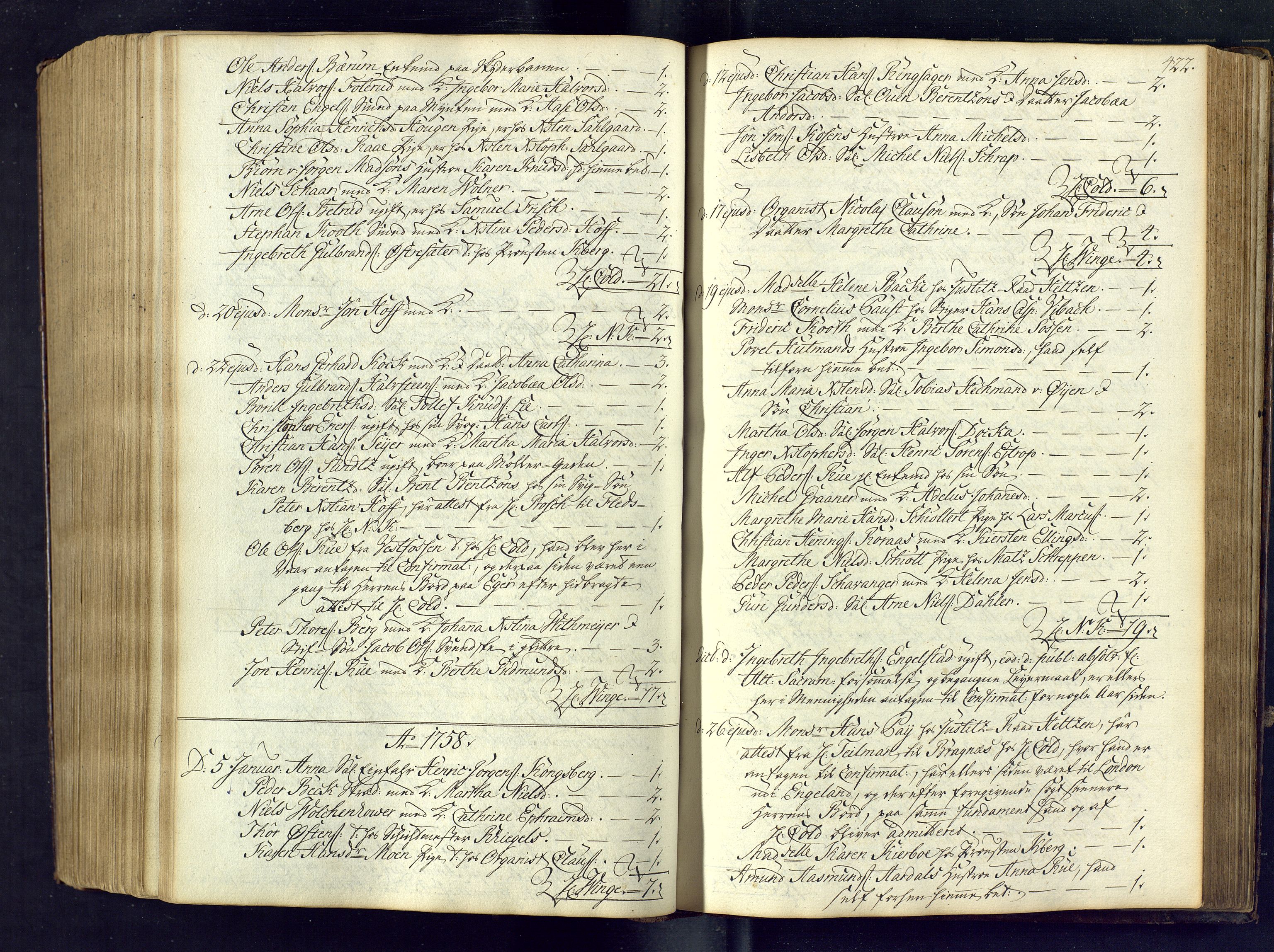 Kongsberg kirkebøker, SAKO/A-22/M/Ma/L0005: Communicants register no. 5, 1755-1761, p. 422