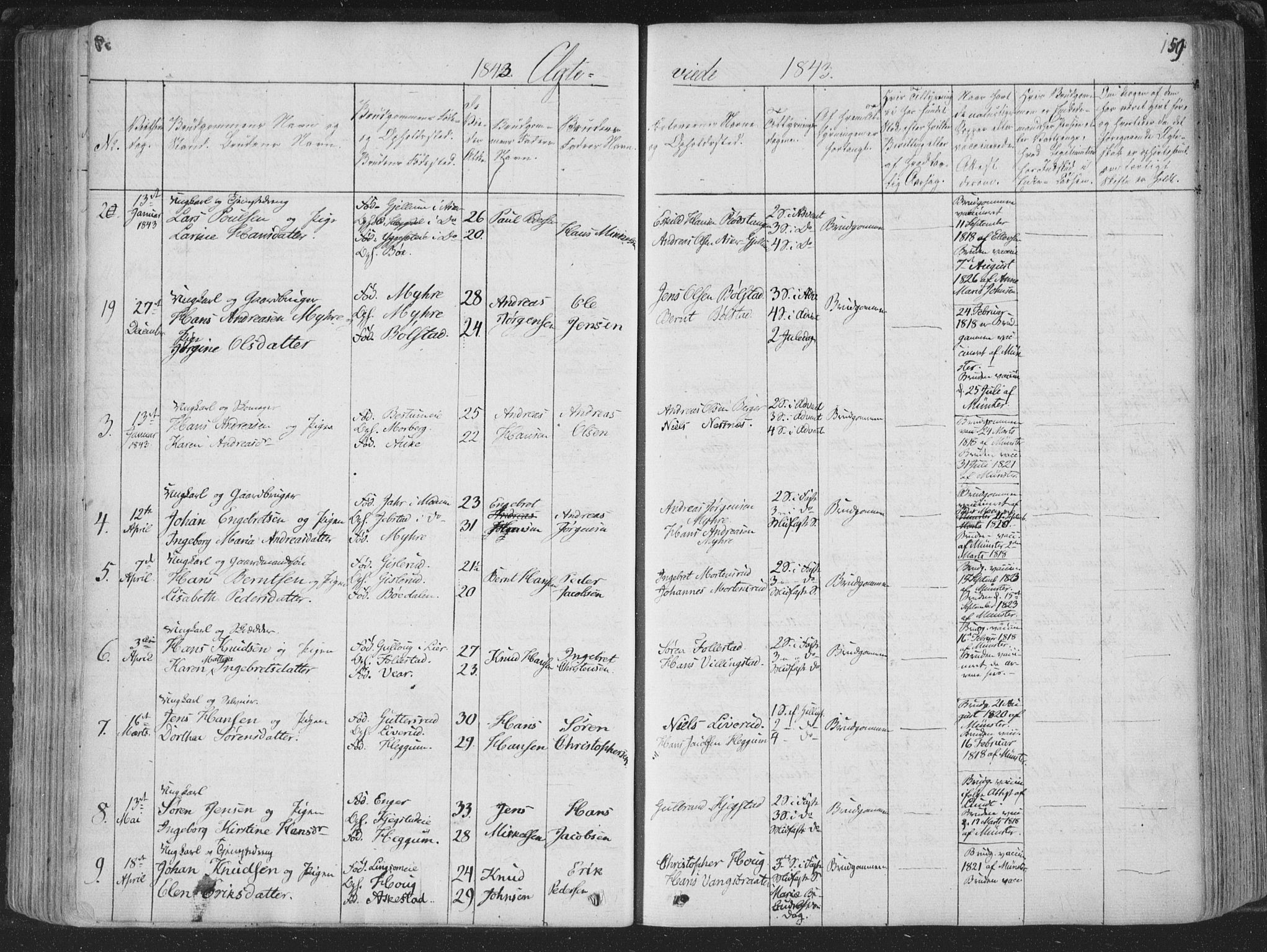 Røyken kirkebøker, AV/SAKO-A-241/F/Fa/L0005: Parish register (official) no. 5, 1833-1856, p. 159