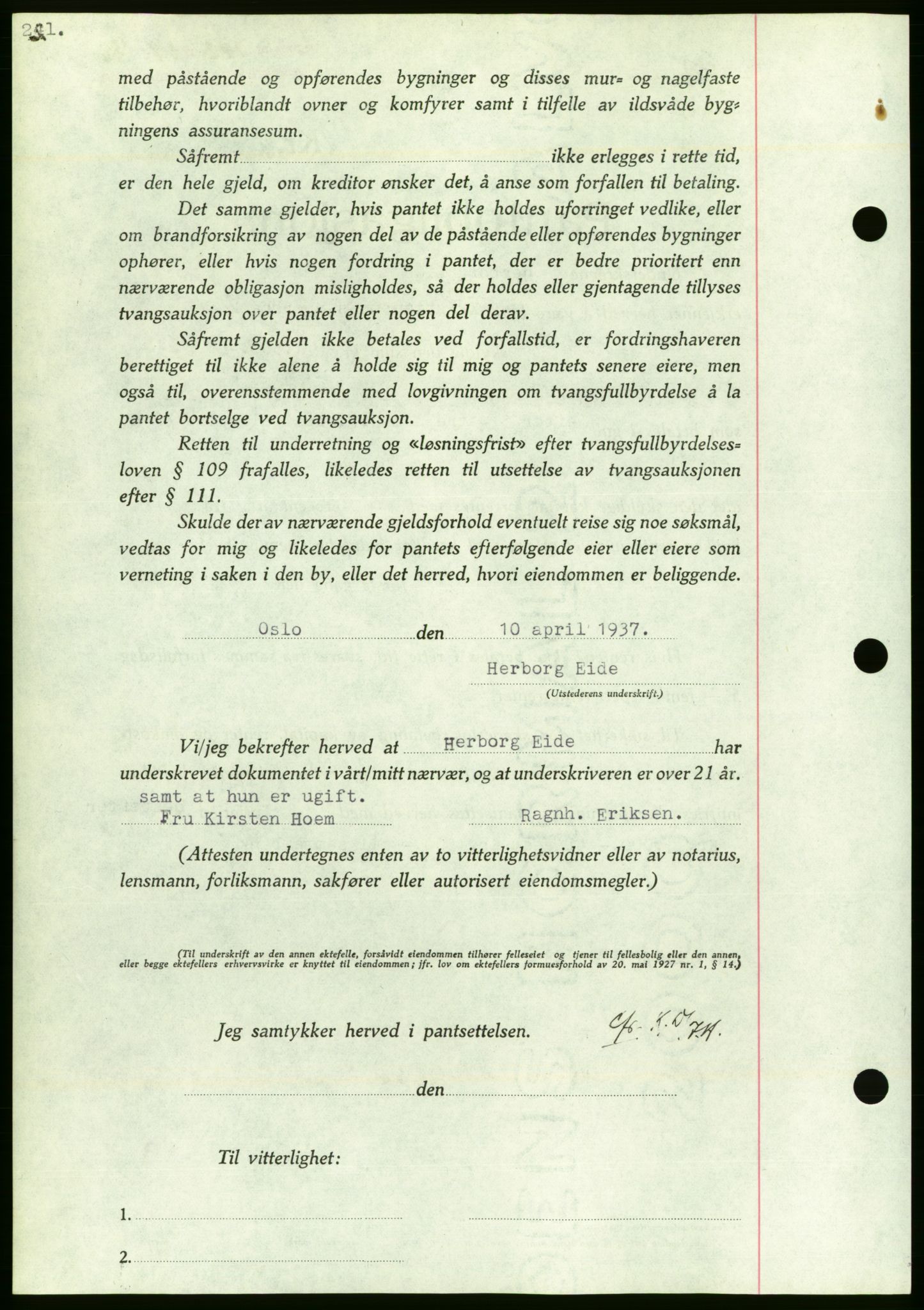 Nordmøre sorenskriveri, AV/SAT-A-4132/1/2/2Ca/L0091: Mortgage book no. B81, 1937-1937, Diary no: : 942/1937