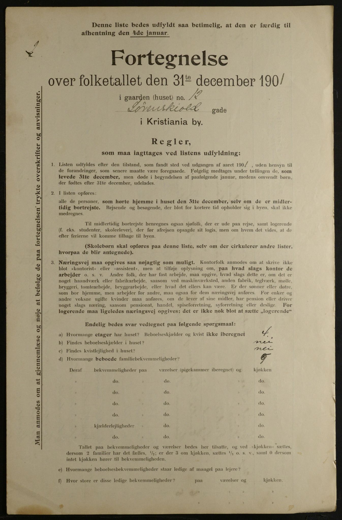 OBA, Municipal Census 1901 for Kristiania, 1901, p. 9122