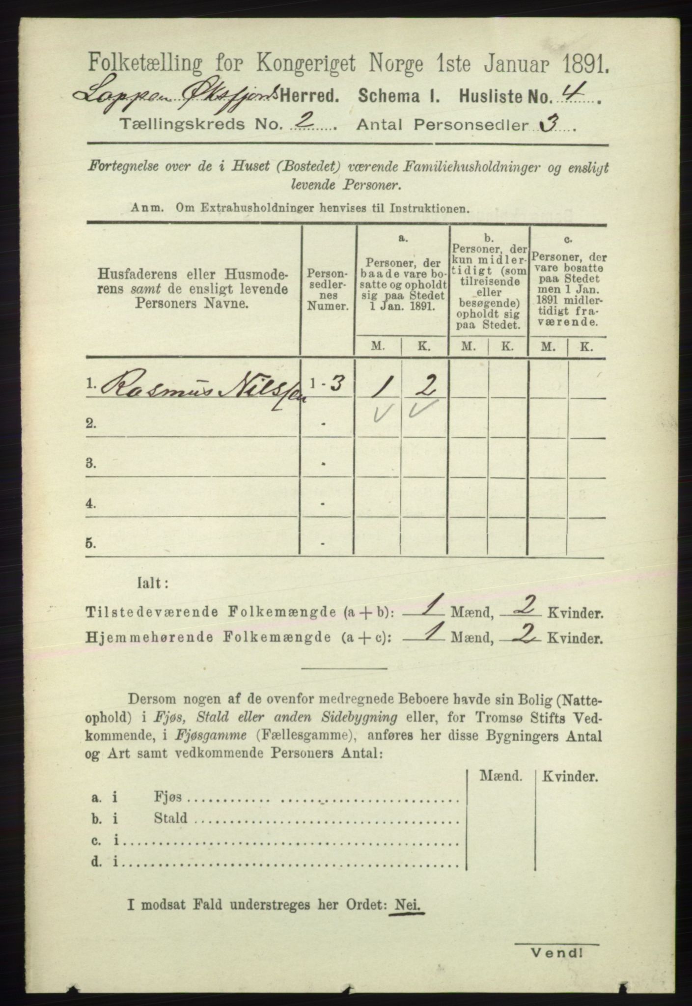 RA, 1891 census for 2014 Loppa, 1891, p. 330