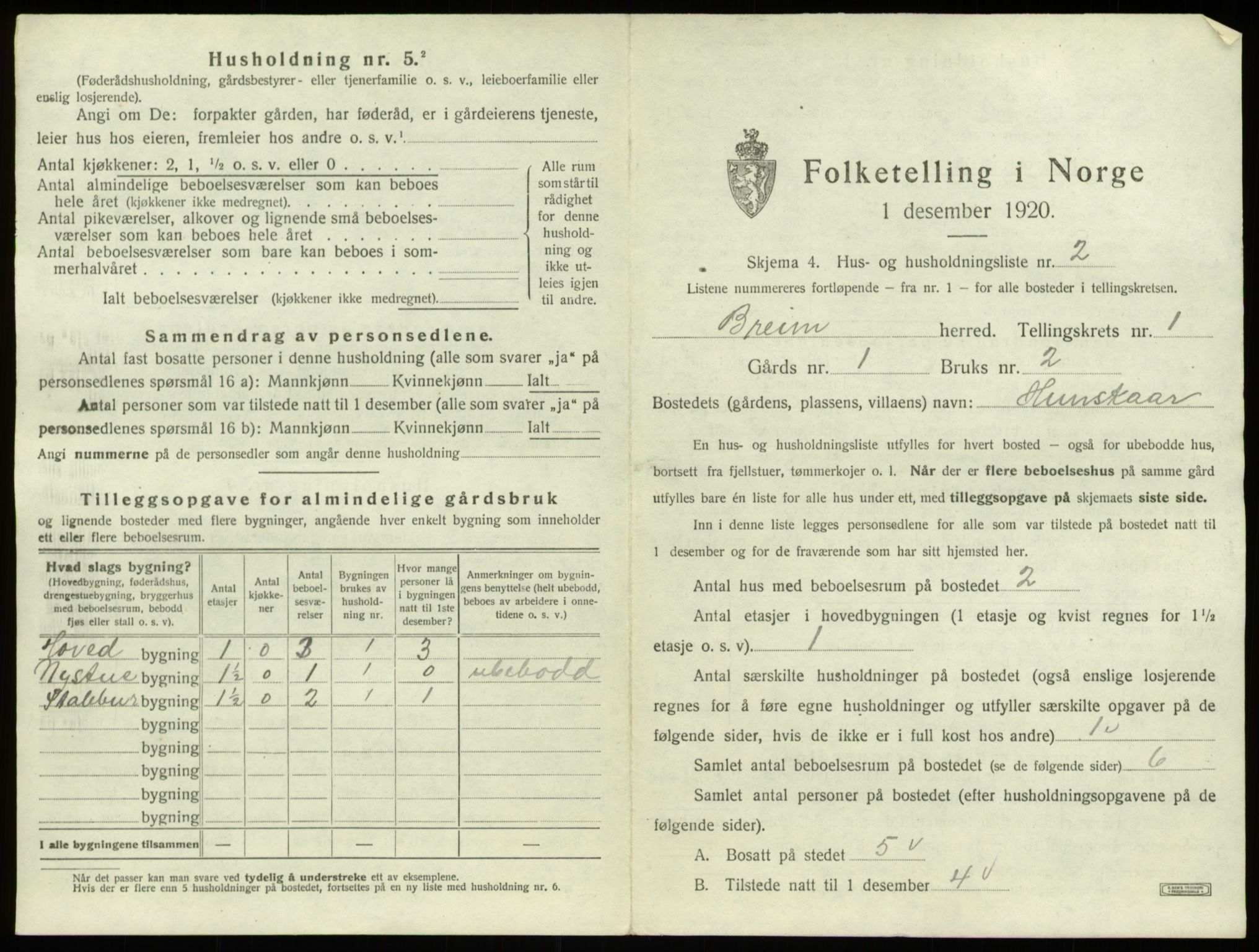 SAB, 1920 census for Breim, 1920, p. 41