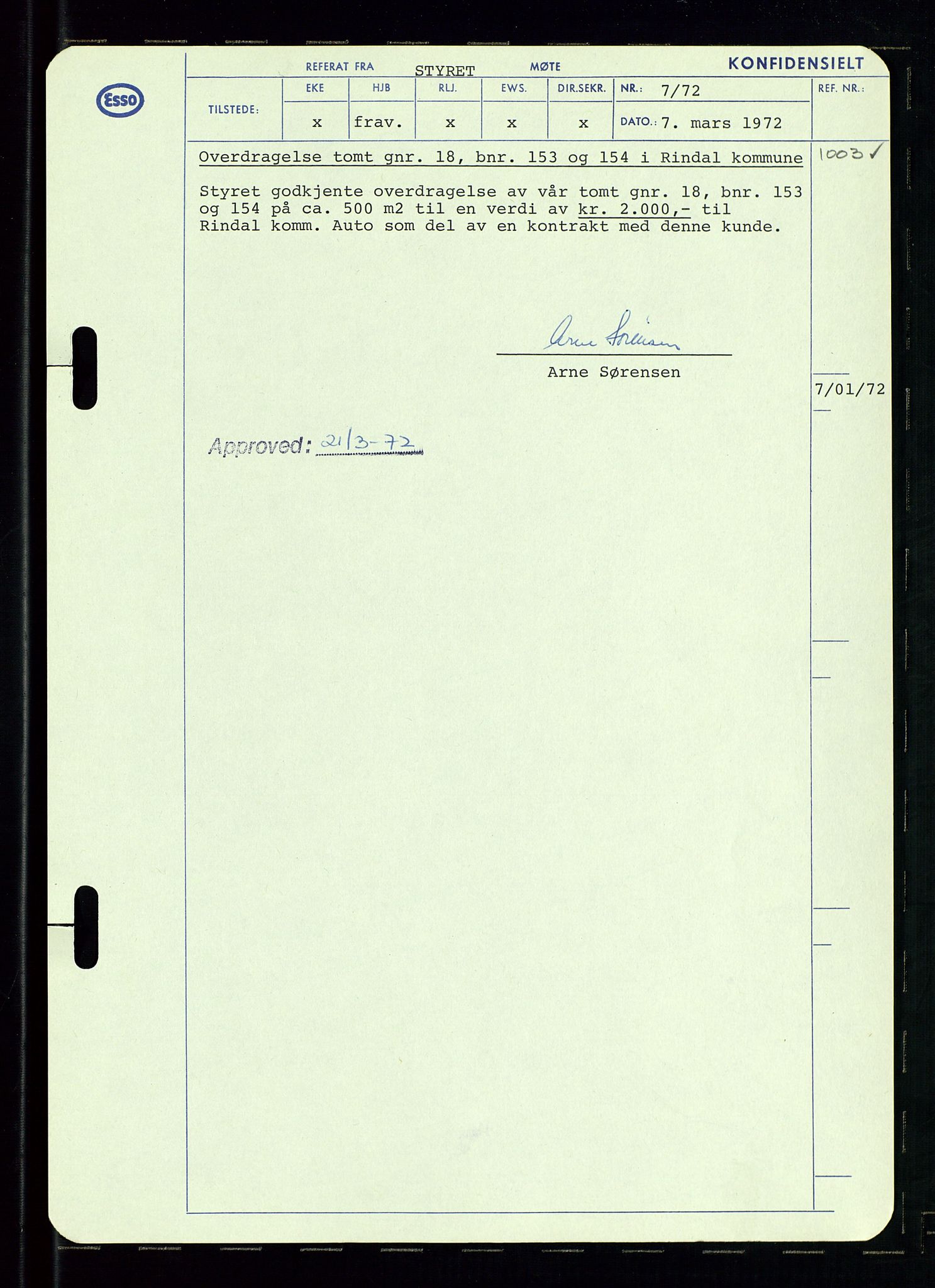 Pa 0982 - Esso Norge A/S, AV/SAST-A-100448/A/Aa/L0003/0002: Den administrerende direksjon Board minutes (styrereferater) og Bedriftforsamlingsprotokoll / Den administrerende direksjon Board minutes (styrereferater), 1970-1974, p. 114