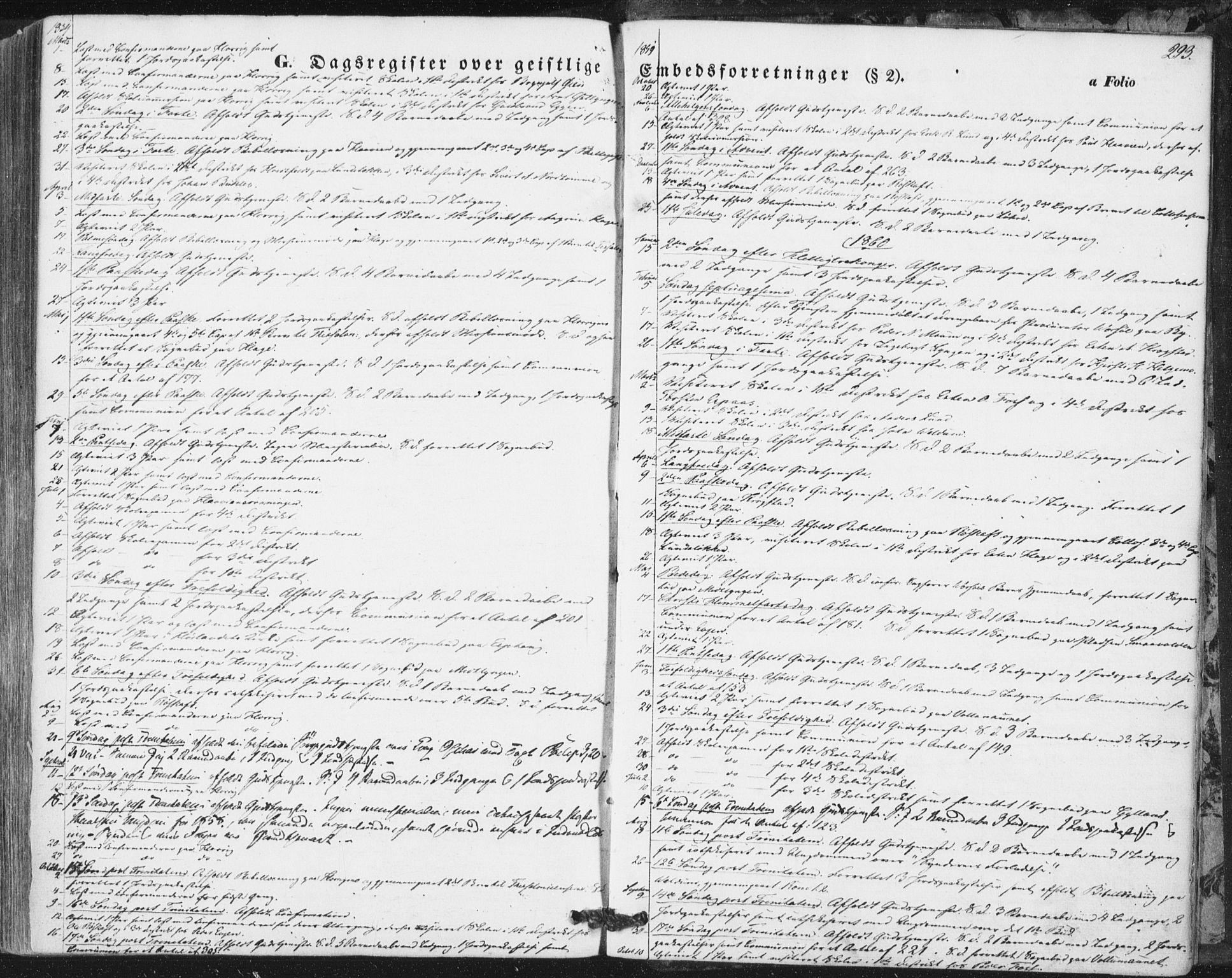 Ministerialprotokoller, klokkerbøker og fødselsregistre - Sør-Trøndelag, SAT/A-1456/692/L1103: Parish register (official) no. 692A03, 1849-1870, p. 293