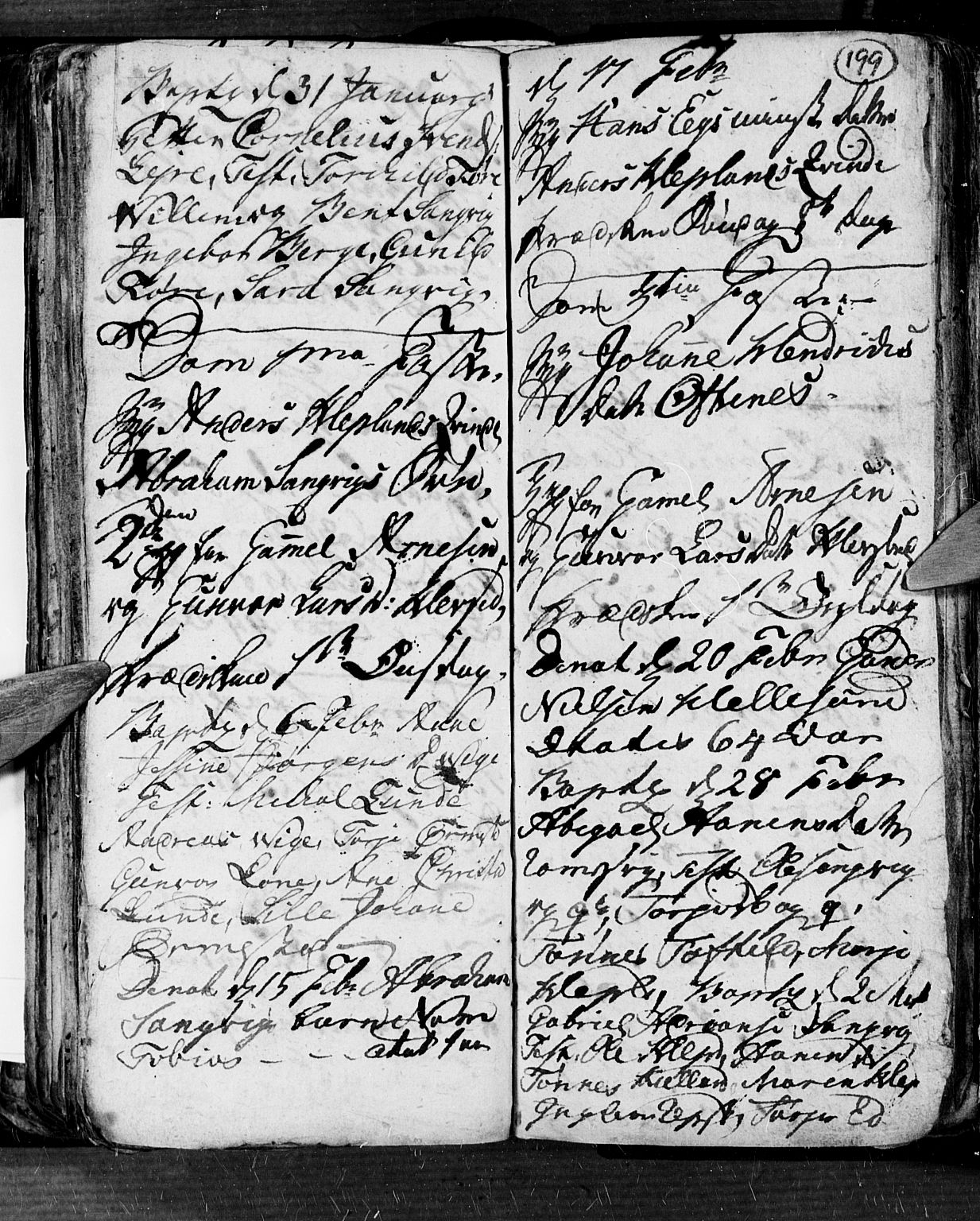 Søgne sokneprestkontor, SAK/1111-0037/F/Fb/Fbb/L0001: Parish register (copy) no. B 1, 1779-1802, p. 199