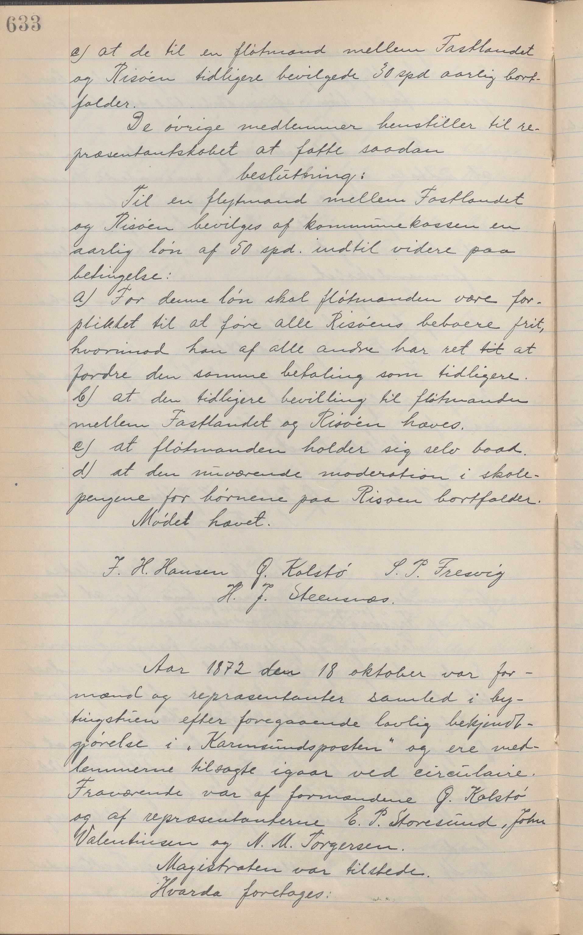 Haugesund kommune - Formannskapet, IKAR/X-0001/A/L0002: Transkribert møtebok, 1855-1874, p. 633