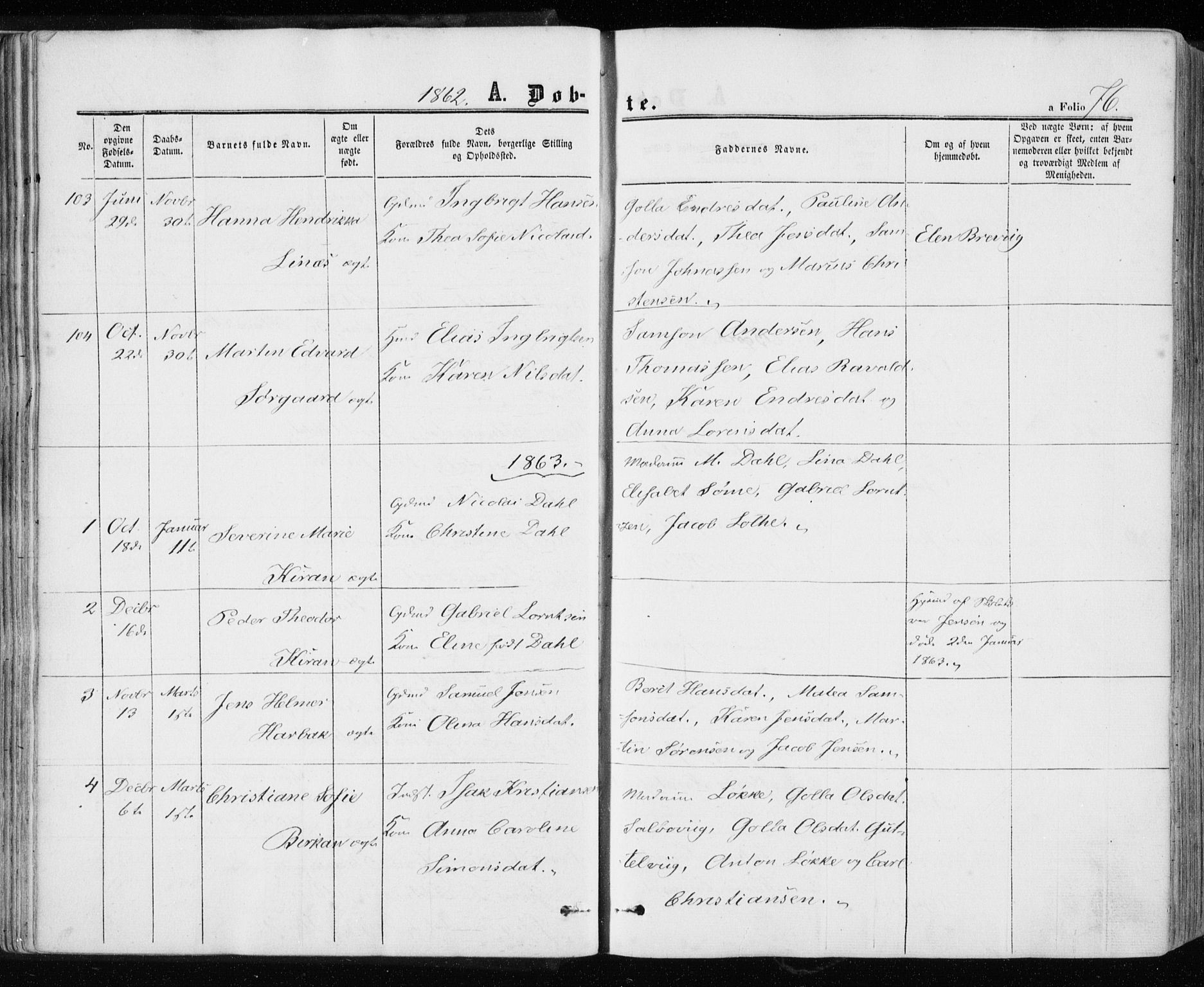 Ministerialprotokoller, klokkerbøker og fødselsregistre - Sør-Trøndelag, SAT/A-1456/657/L0705: Parish register (official) no. 657A06, 1858-1867, p. 76