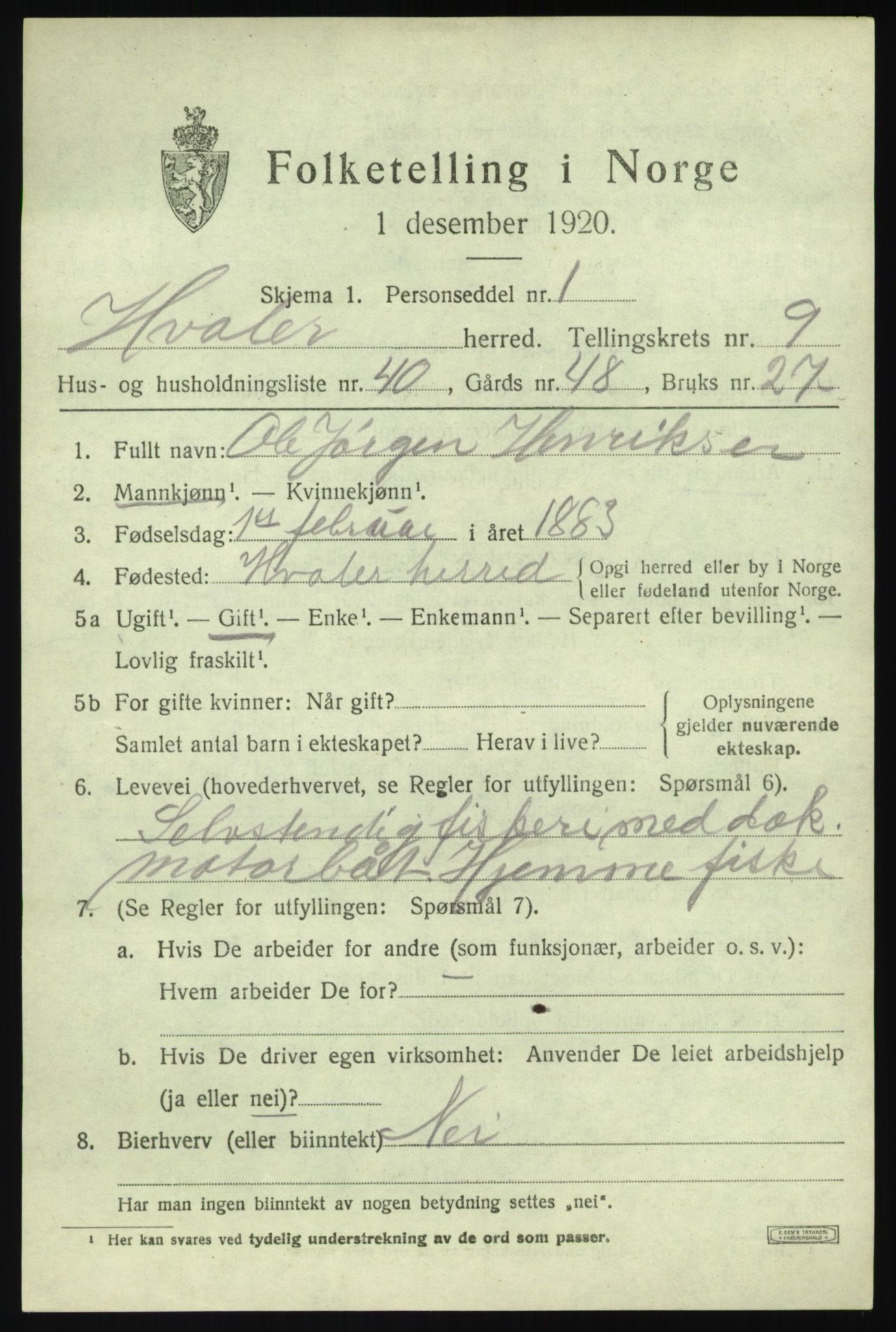 SAO, 1920 census for Hvaler, 1920, p. 9014