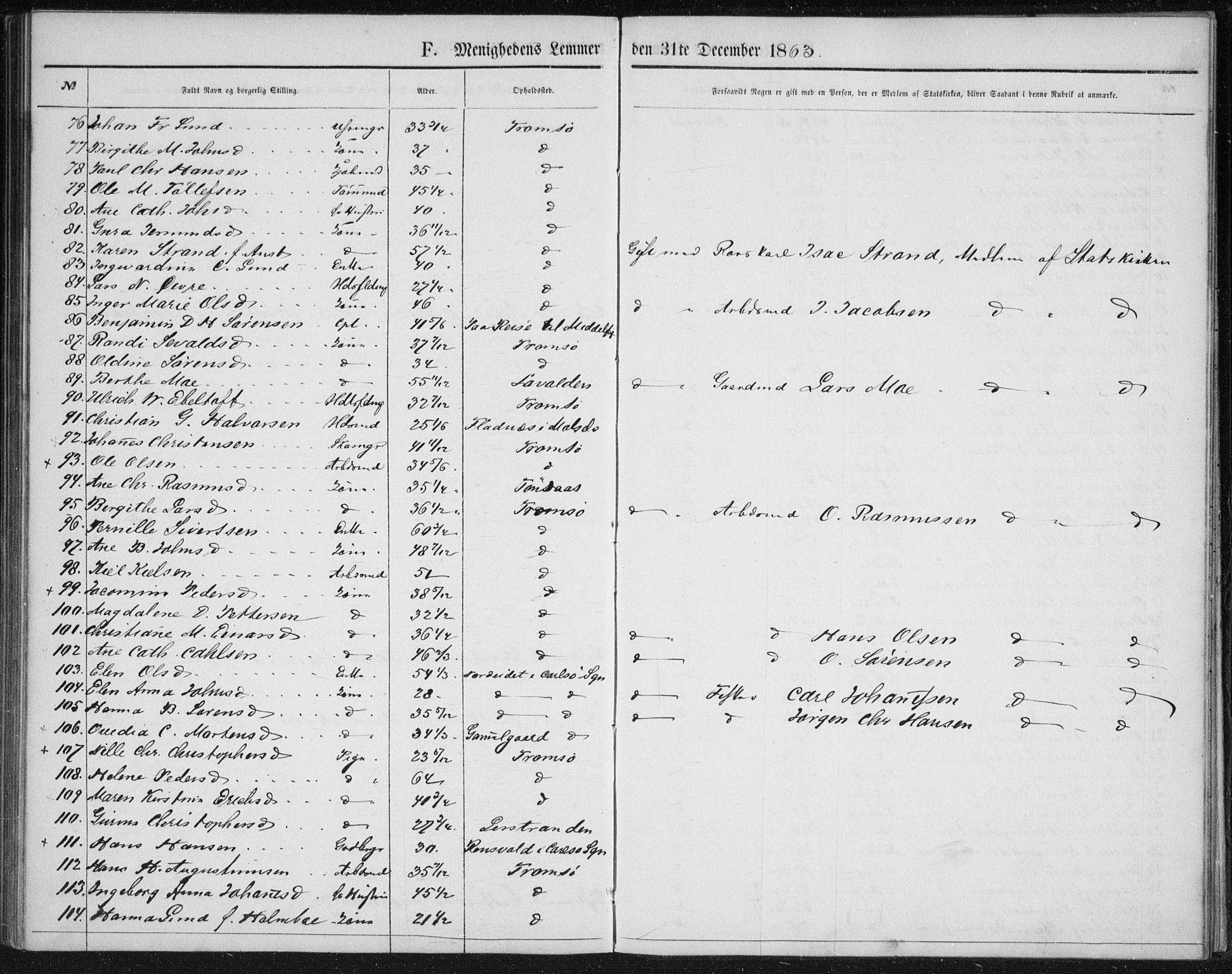 Uten arkivreferanse, SATØ/-: Dissenter register no. DP 1, 1856-1892