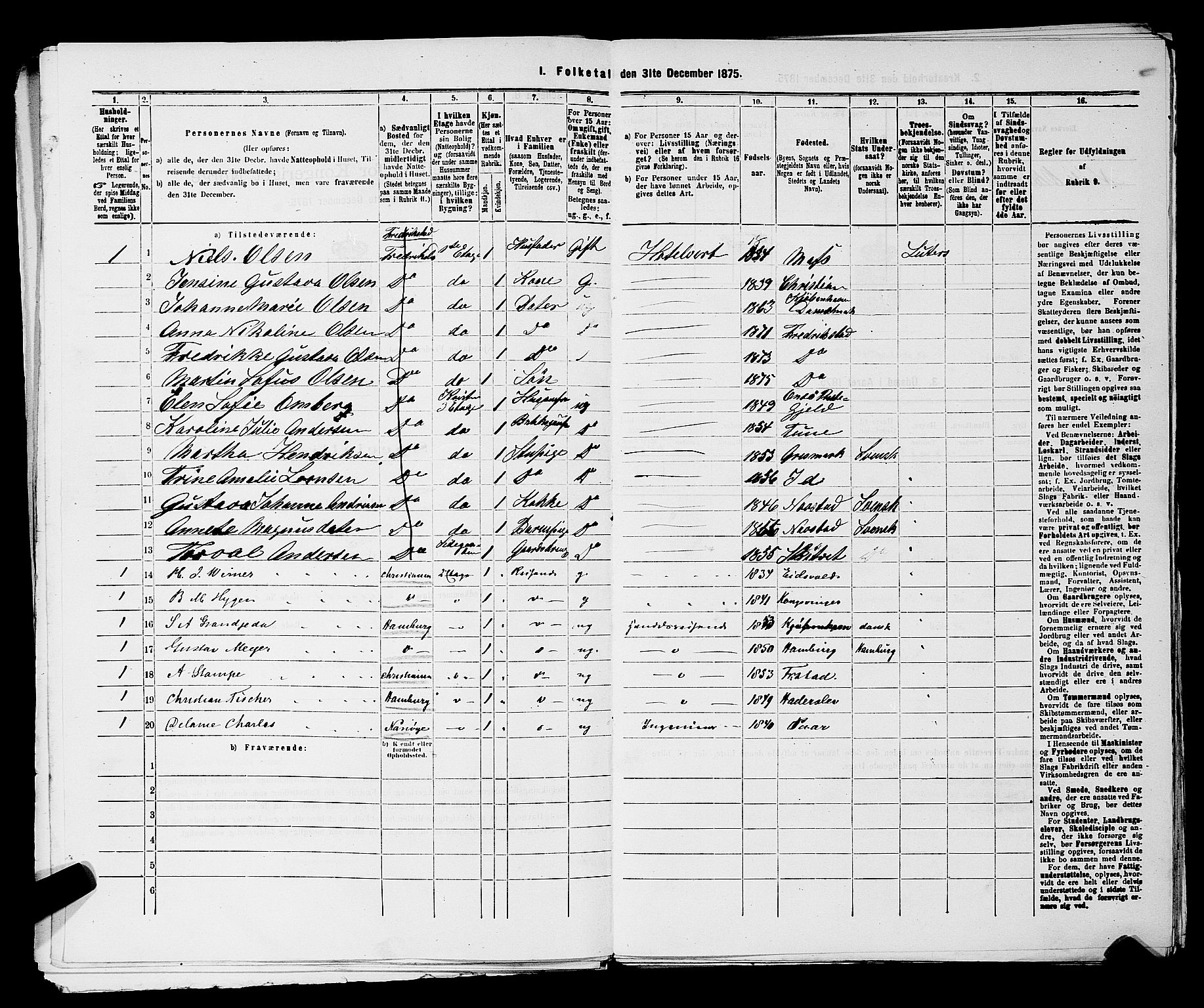 RA, 1875 census for 0103B Fredrikstad/Fredrikstad, 1875, p. 951
