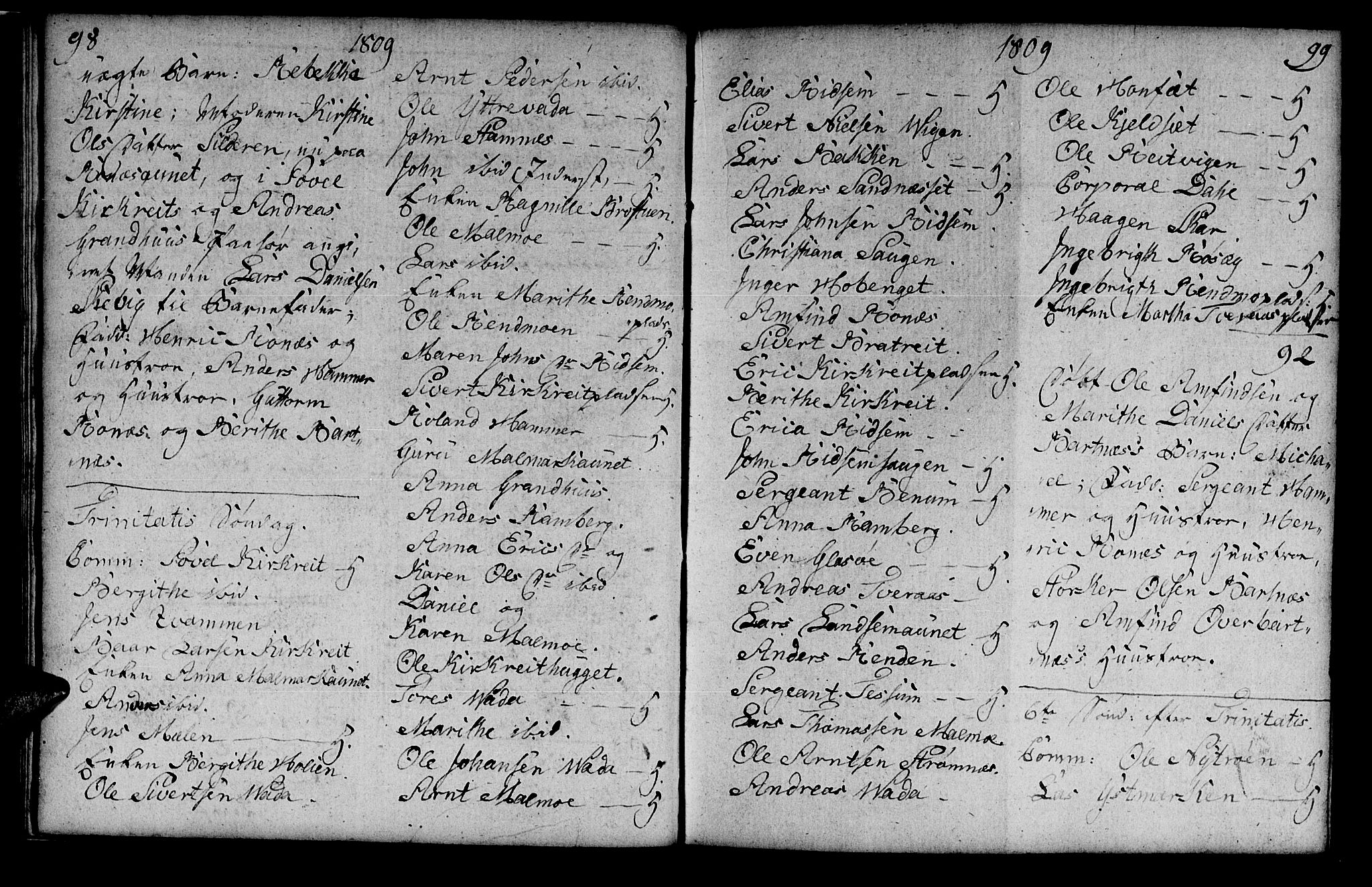 Ministerialprotokoller, klokkerbøker og fødselsregistre - Nord-Trøndelag, SAT/A-1458/745/L0432: Parish register (copy) no. 745C01, 1802-1814, p. 98-99