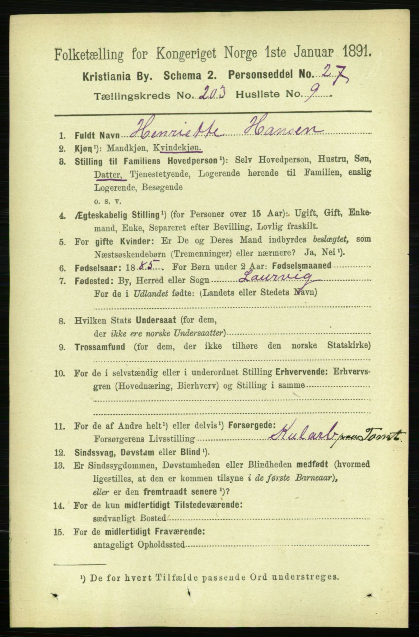 RA, 1891 census for 0301 Kristiania, 1891, p. 122221