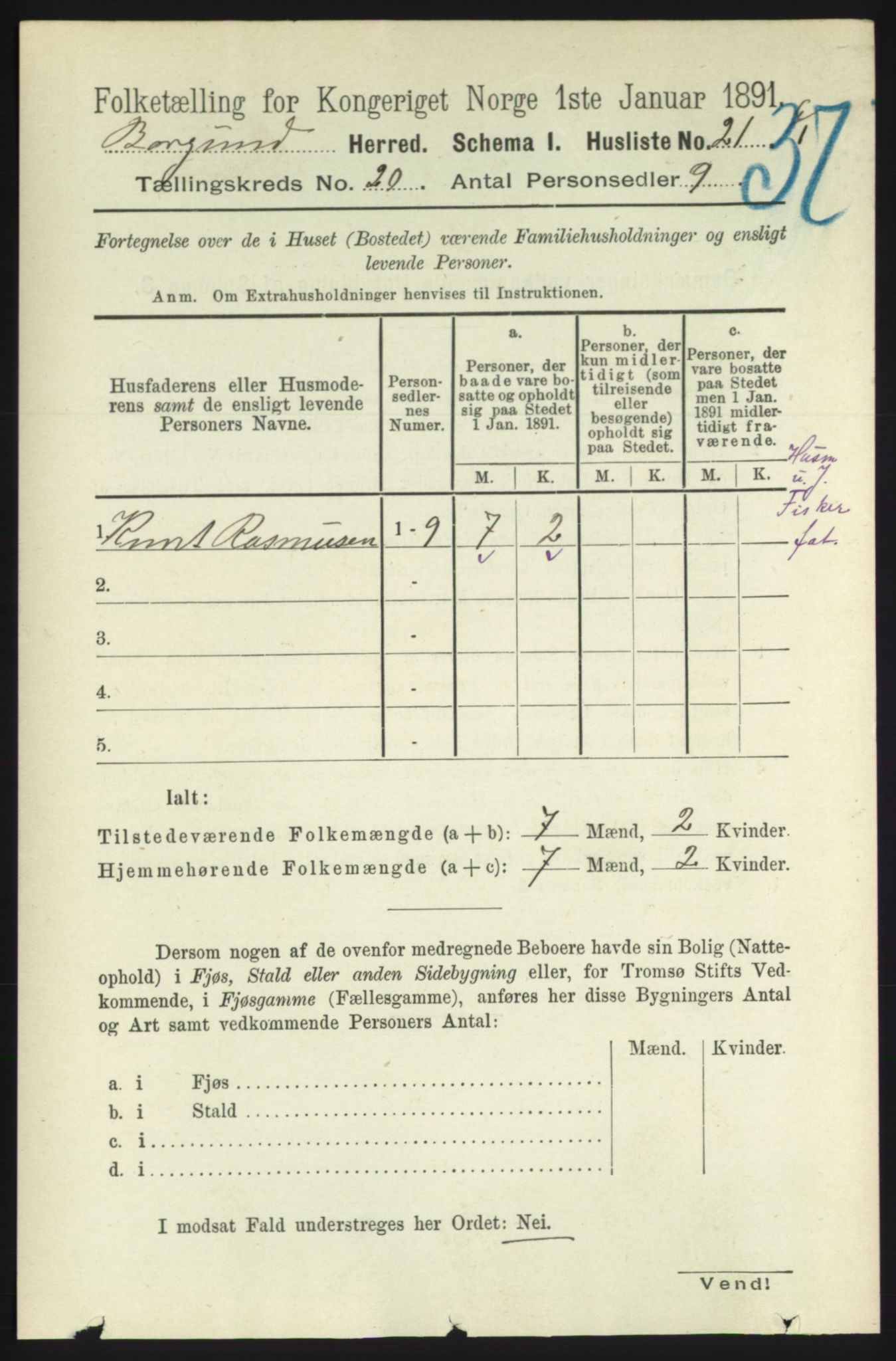 RA, 1891 census for 1531 Borgund, 1891, p. 6104