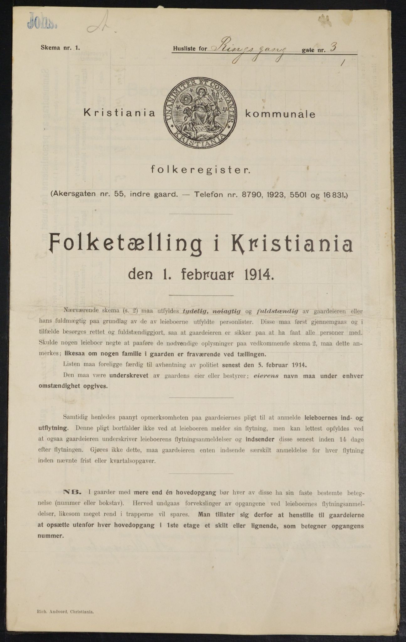 OBA, Municipal Census 1914 for Kristiania, 1914, p. 83090