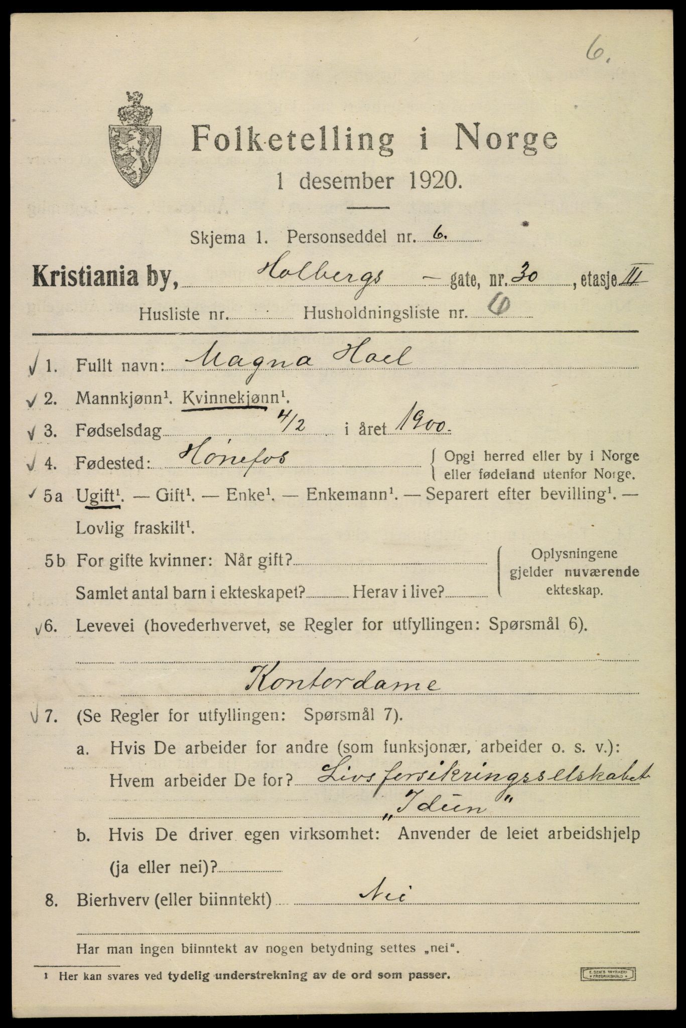 SAO, 1920 census for Kristiania, 1920, p. 295523