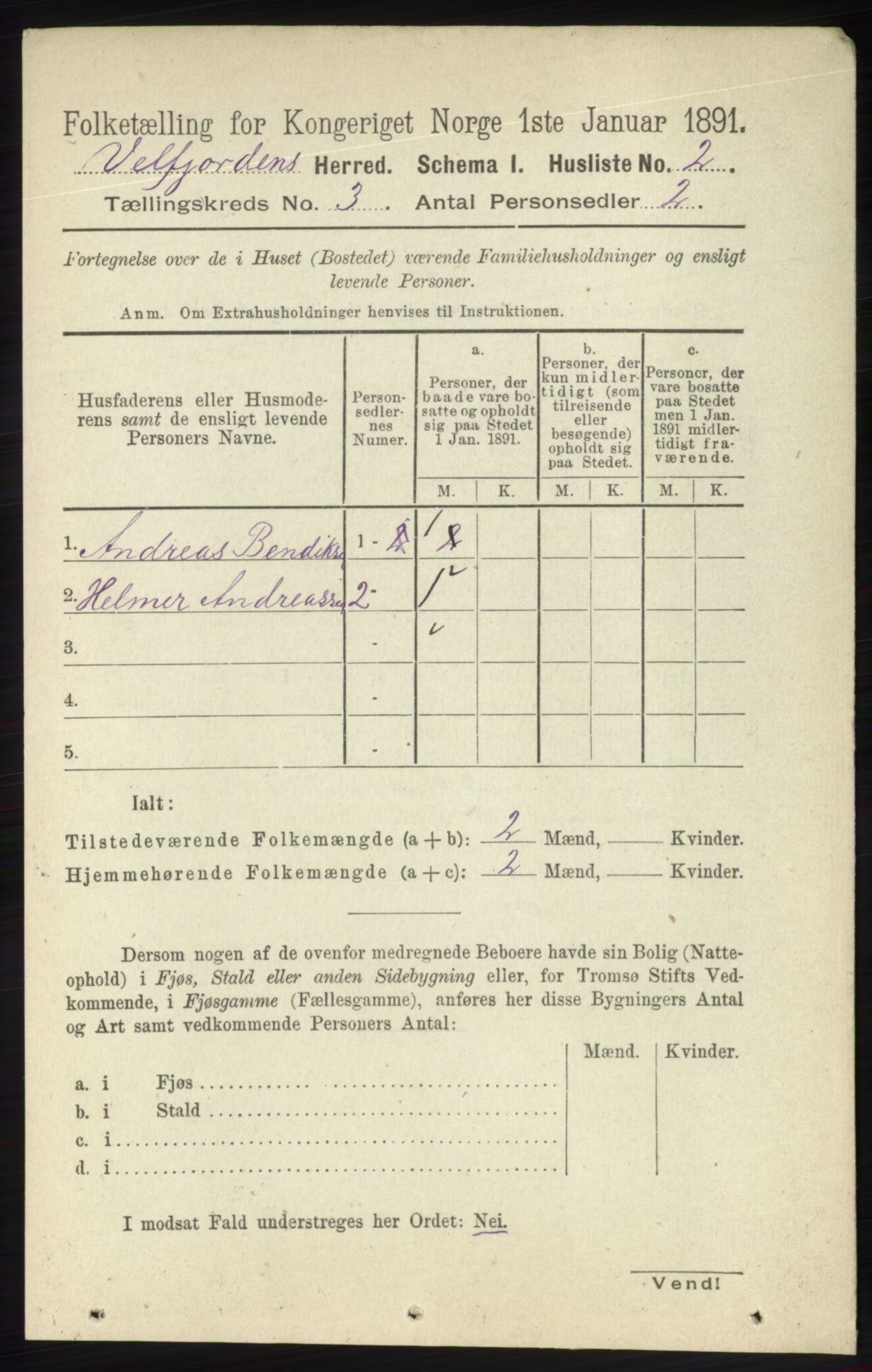 RA, 1891 census for 1813 Velfjord, 1891, p. 942