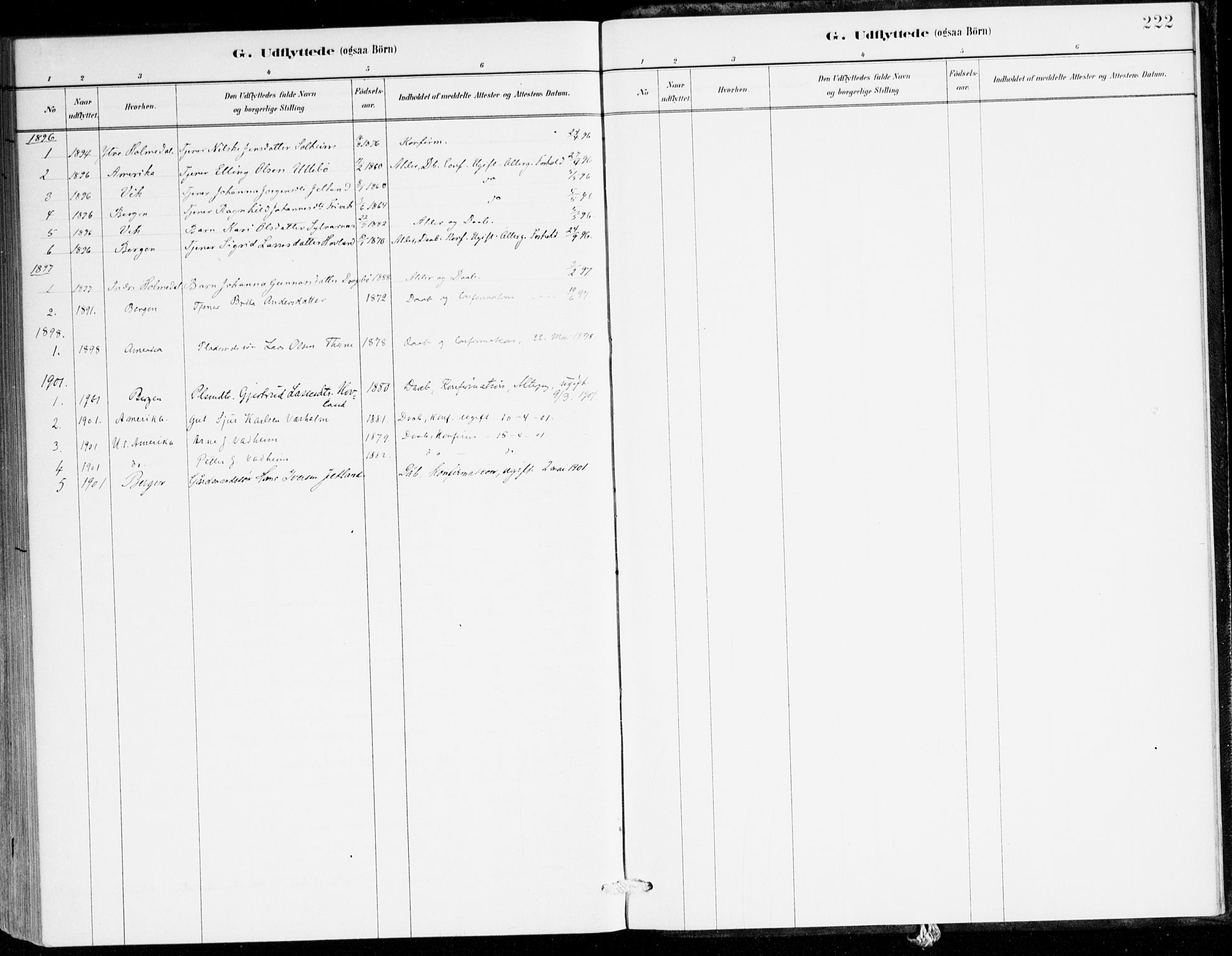 Lavik sokneprestembete, SAB/A-80901: Parish register (official) no. C 1, 1882-1904, p. 222