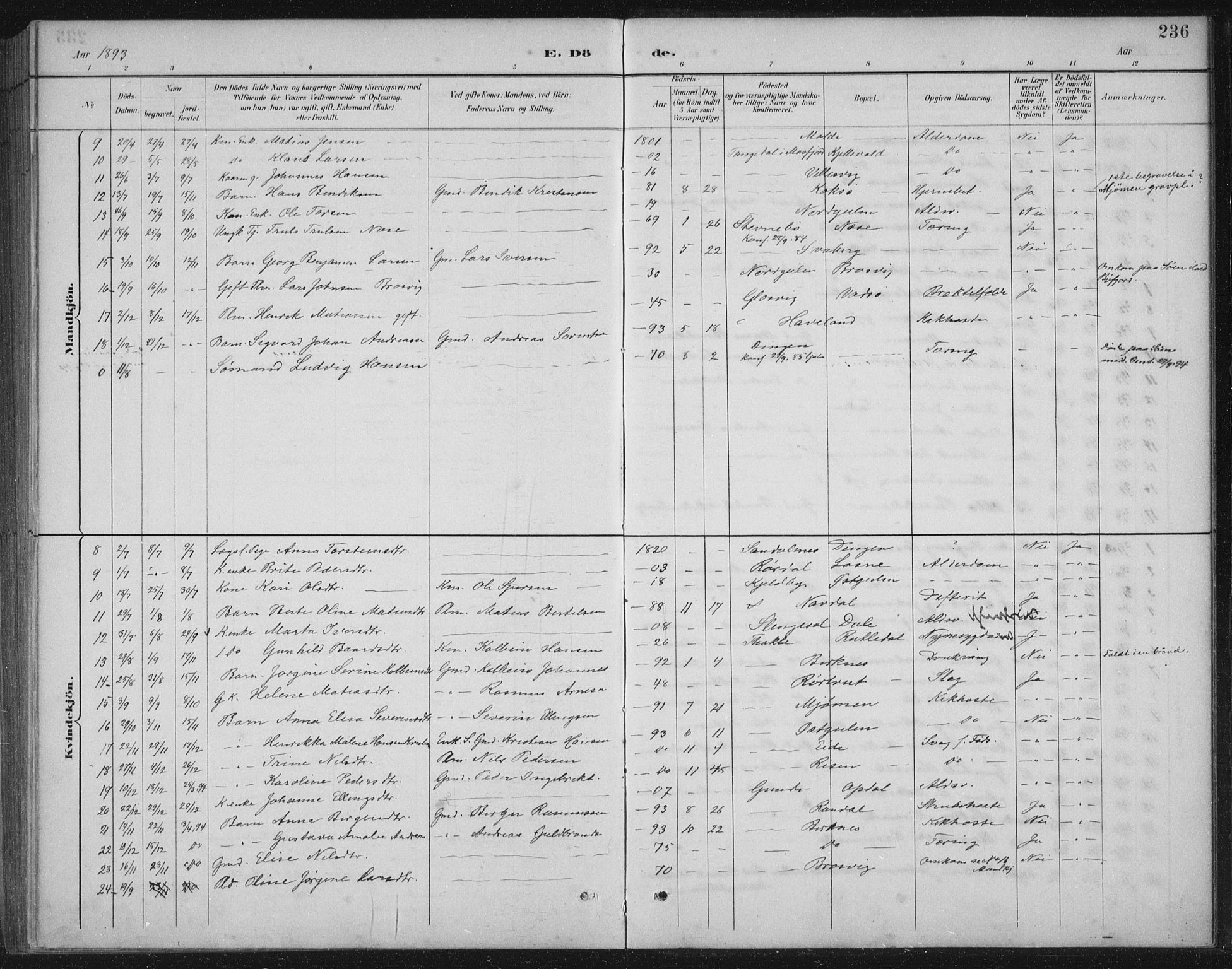 Gulen sokneprestembete, AV/SAB-A-80201/H/Hab/Habb/L0003: Parish register (copy) no. B 3, 1884-1907, p. 236